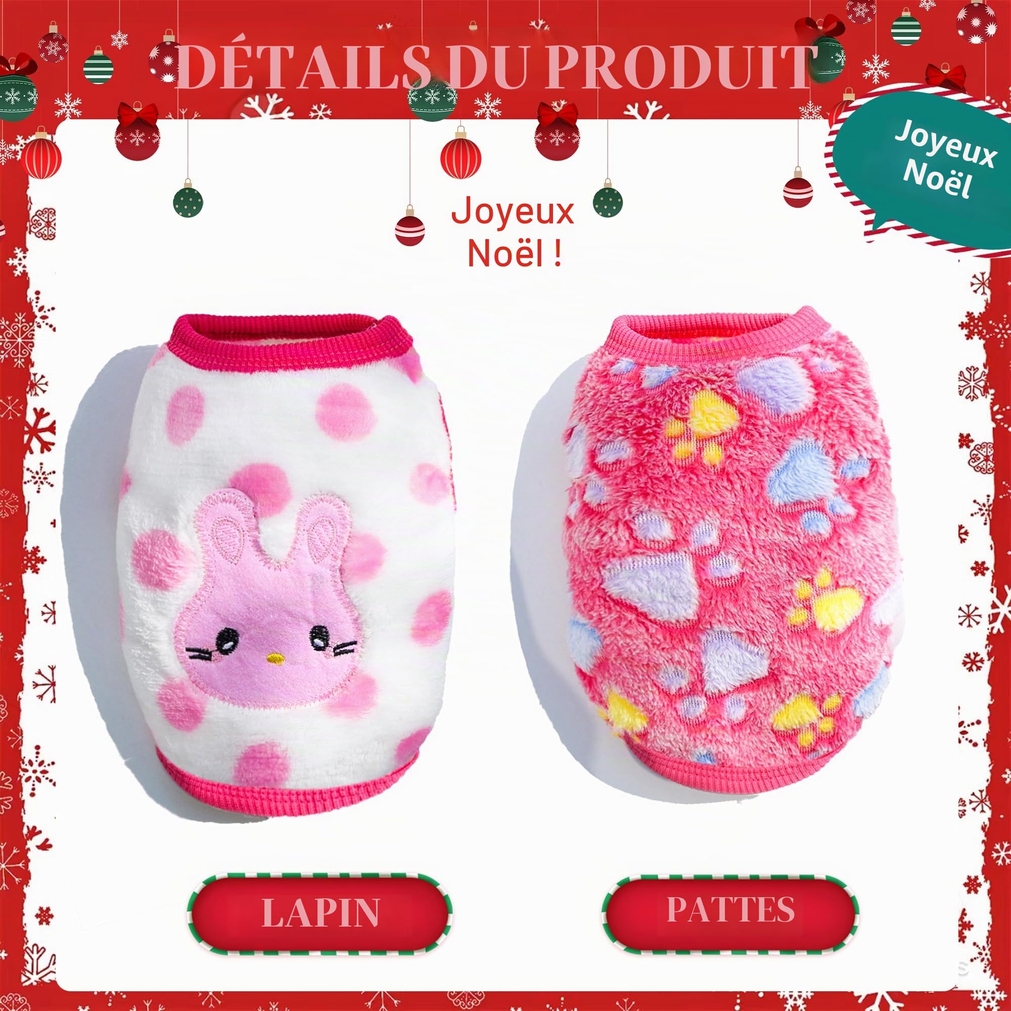 Lot de 2 Pulls d'hiver en Polaire pour Chien, Chihuahua, Taille XXS