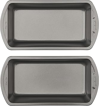 Nonstick Loaf Pan 8 x 4-Inch Heavy-Duty Steel Bakeware with Easy-Clean Non-Stick Coating, Oven & Dishwasher Safe Pan, Set of 2, Gray