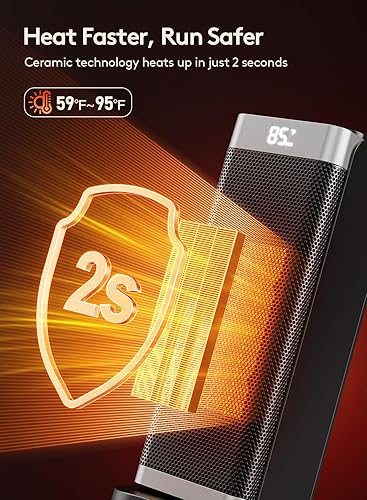 Miniatura 2 de Calentadores de espacio para uso en interiores, calentador de espacio portátil 3 en 1 con humidificadorluz ambiental, calentadores eléctricos con