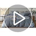 JIYUAN 100% Washed Cotton Duvet Cover Set 2 Pieces Twin, 1 Duvet Cover 68x90 Inches(Comforter Not Included) and 1 Pillowcases,Linen Feel Bedding Set Comfy and Breathable, Heathered Light Blue