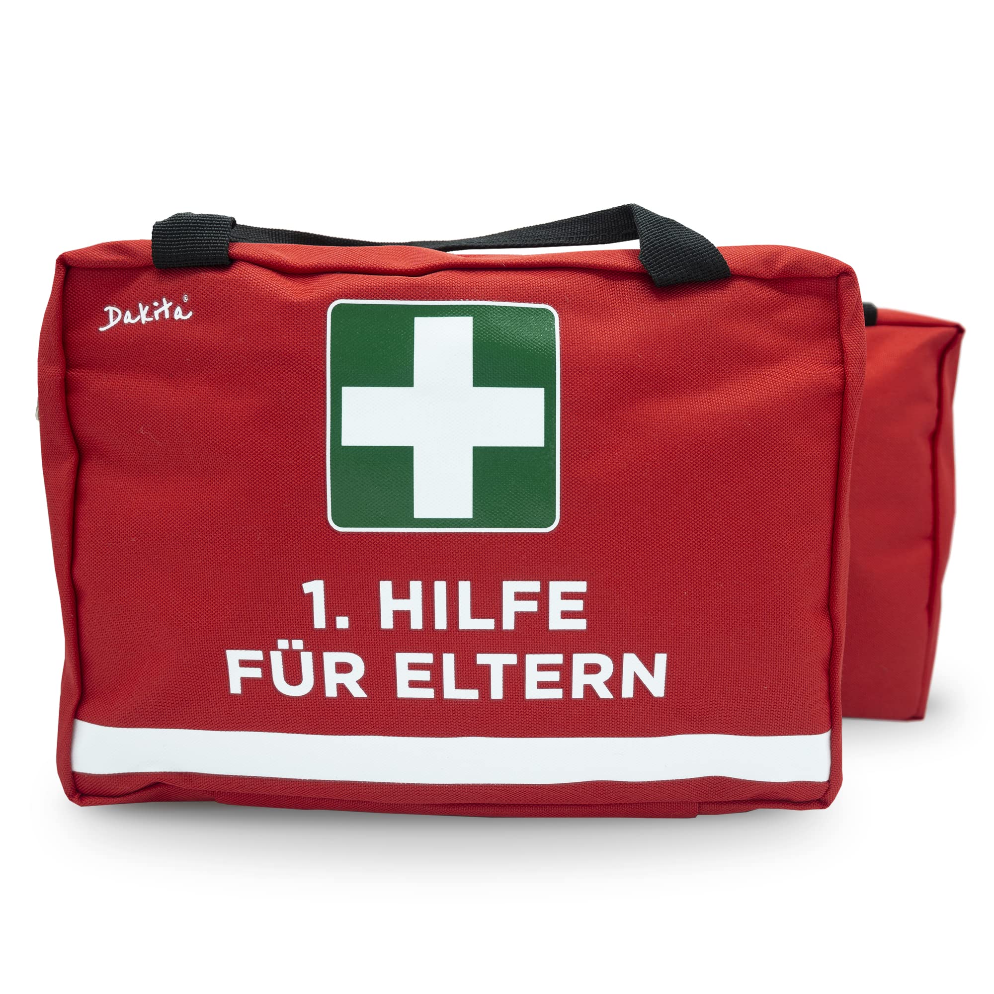 Erste-Hilfe Tasche für Eltern - Lustiges Geschenk zur Geburt, Babyparty oder Elternzeit - 28x18x8 cm - rot, ohne Inhalt