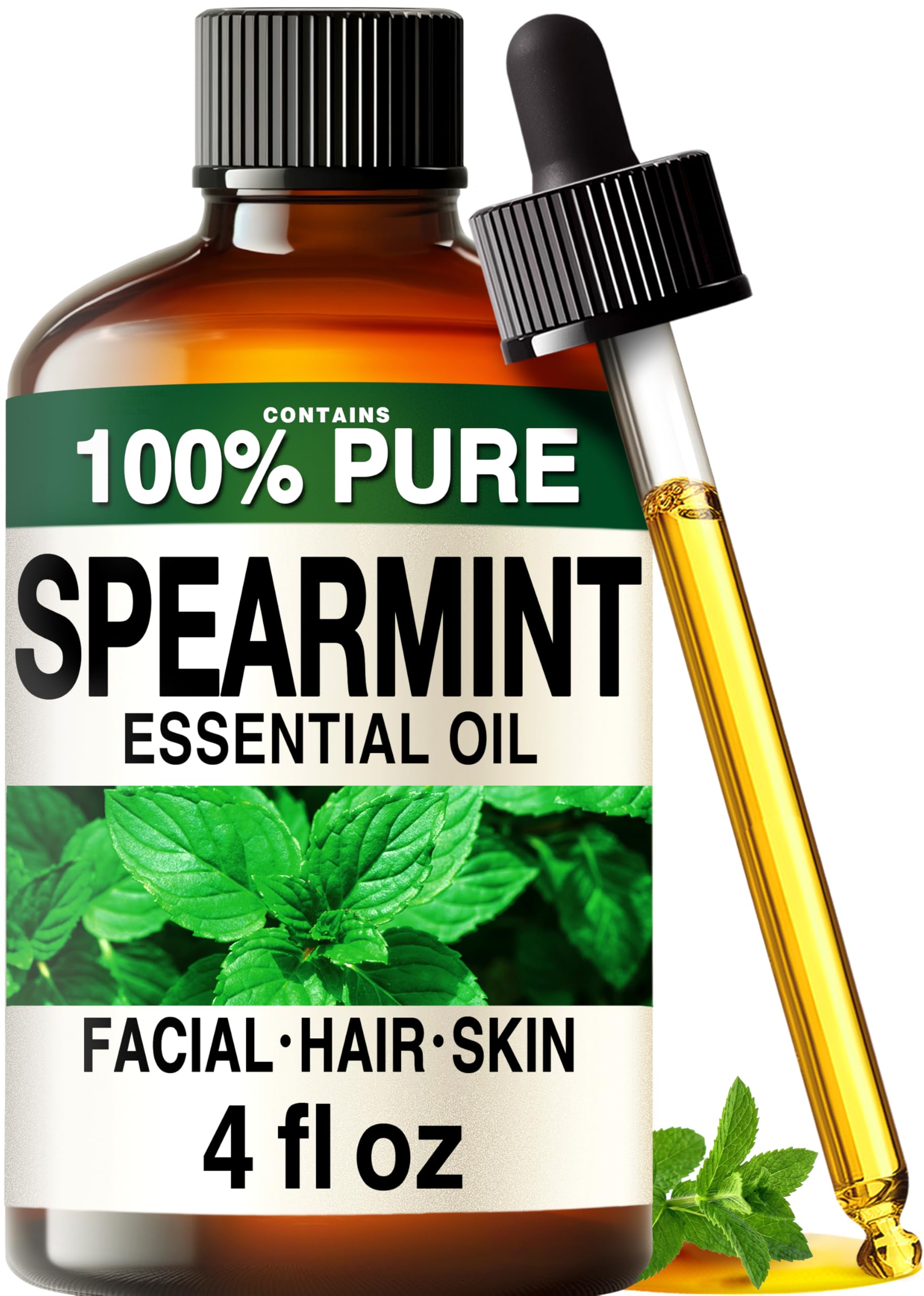 Kukka 100% Pure Spearmint Essential Oil for Skin, Diffuser, 4 Fl Oz