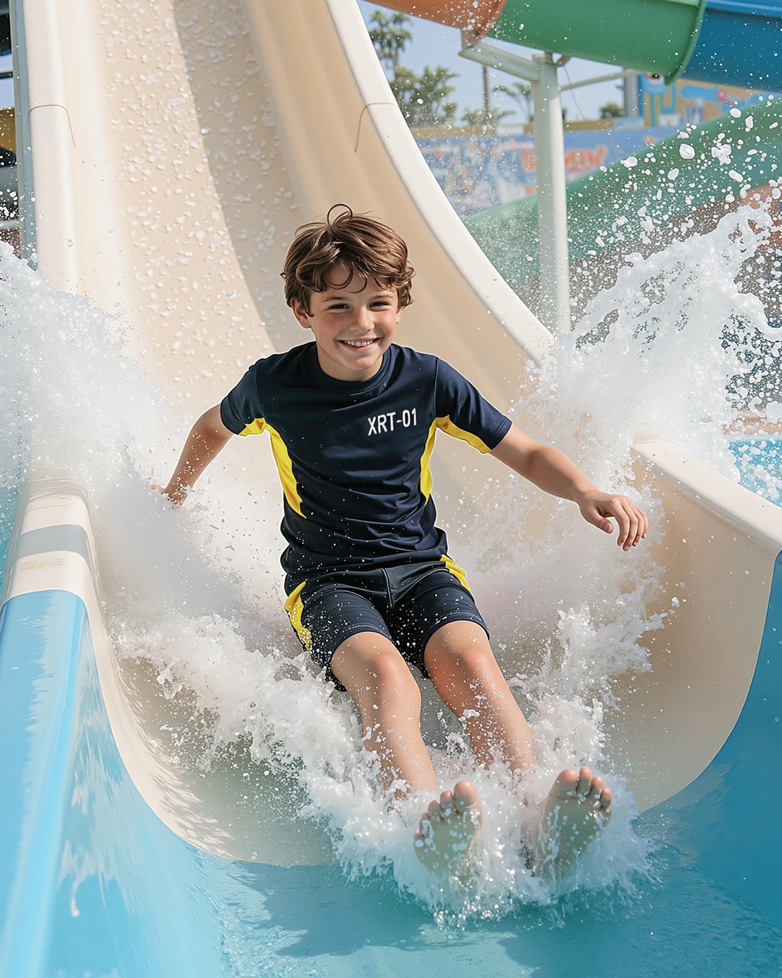 Costume Piscina Bambino Costumi Mare Ragazzi Pantaloncini da Bagno e Maglietta Rash Guard per Nuoto Spiaggia Viaggio