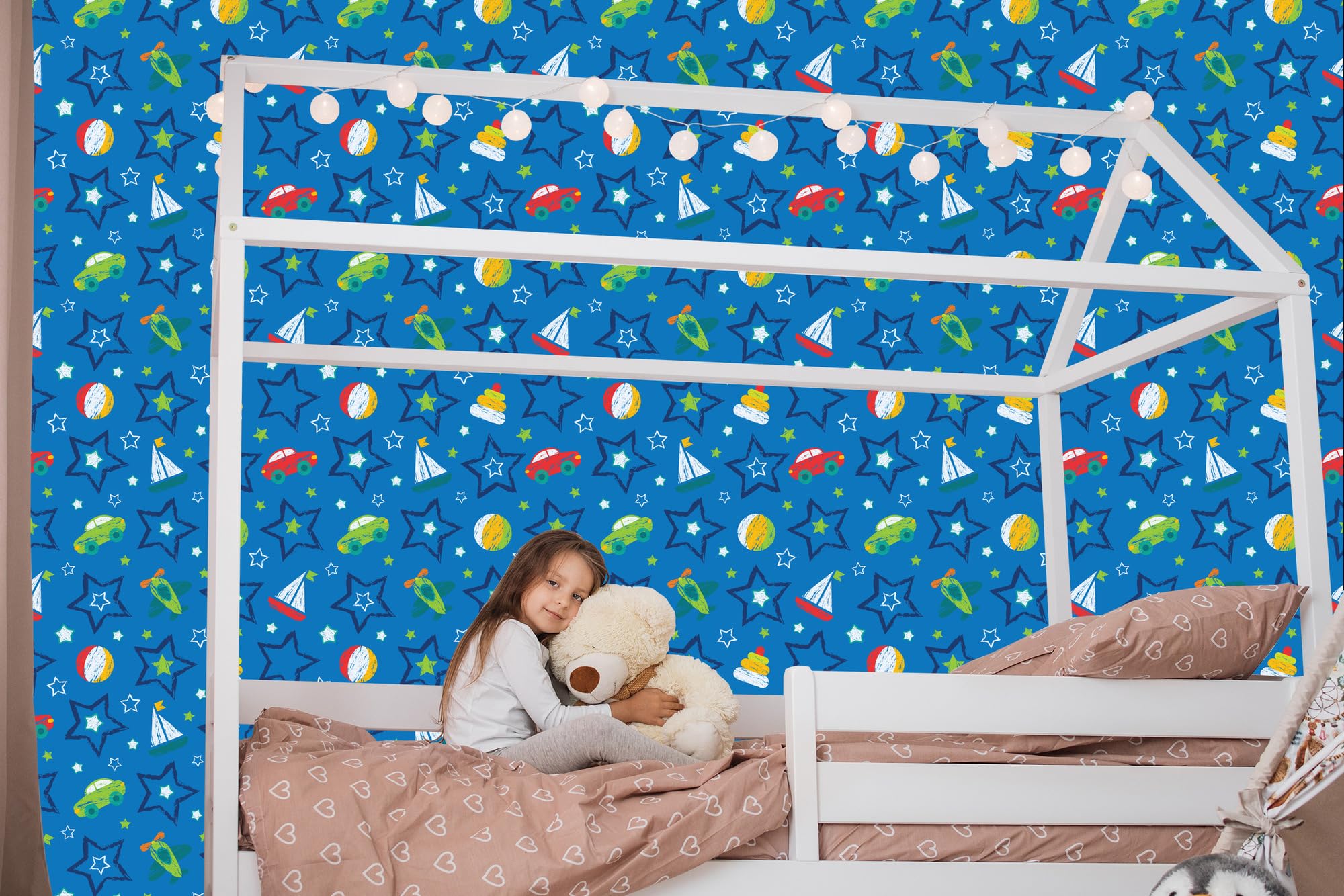 Vliestapete Bunte Spielzeug und Sterne 50 x 1000 cm