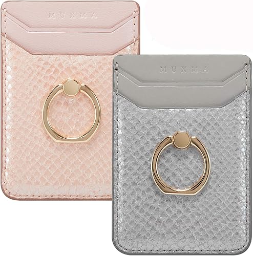 BIAJIYA Tarjetero para la parte posterior del teléfono, bolsillos RFID, cartera, bolsa para pegar en el teléfono celular, crédito para la mayoría de