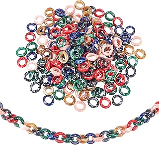 PandaHall 300 szt. 6 kolorów akrylowe pierścienie łańcuchowe, ciemna seria szybkie połączenia połączenia krawężnika łańcuszki pierścienie dla mężczyzn i fajnych kobiet biżuteria rzemiosło
