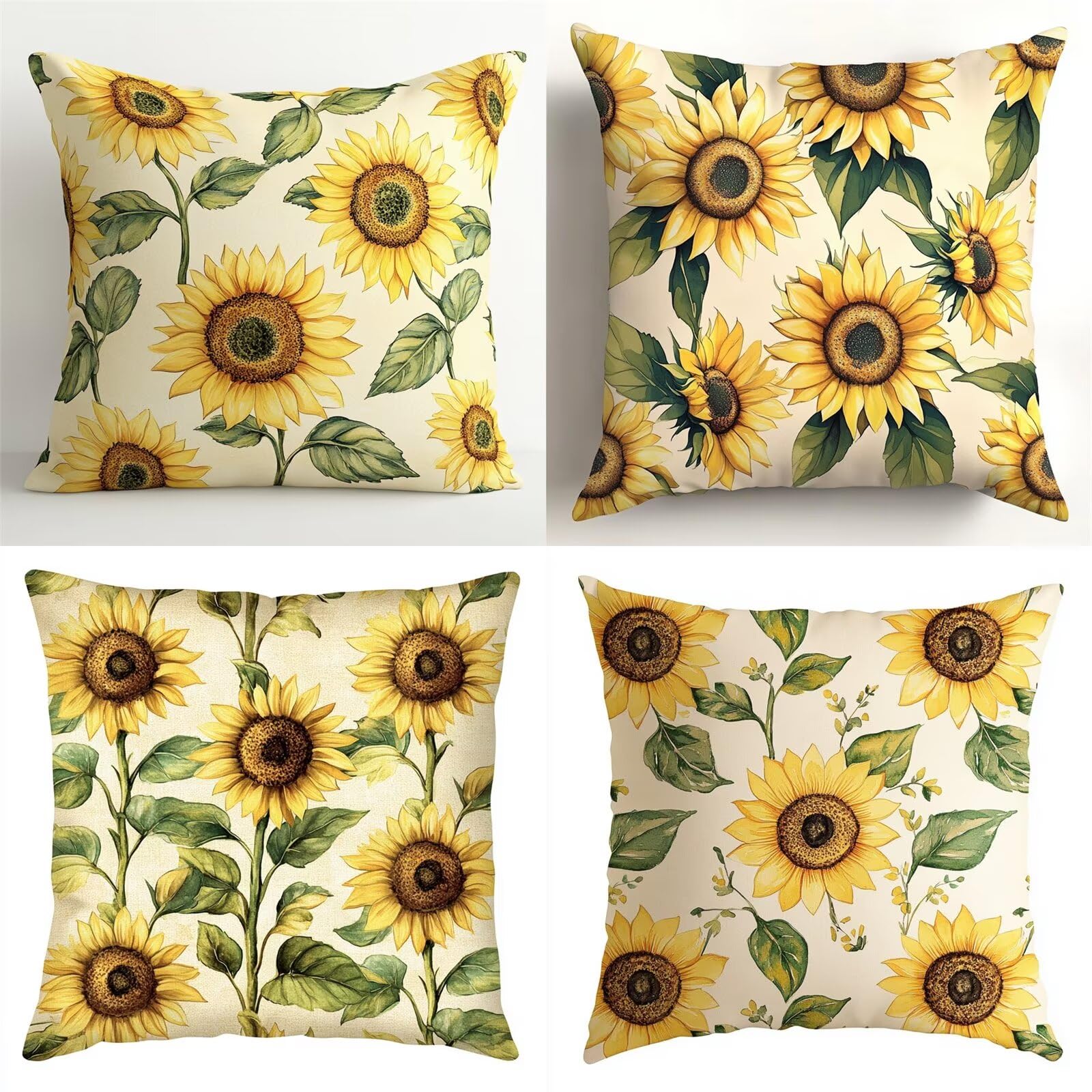 Housse de coussin lot de 4 tournesol pour décorer le canapé du salon et les chaises du jardin