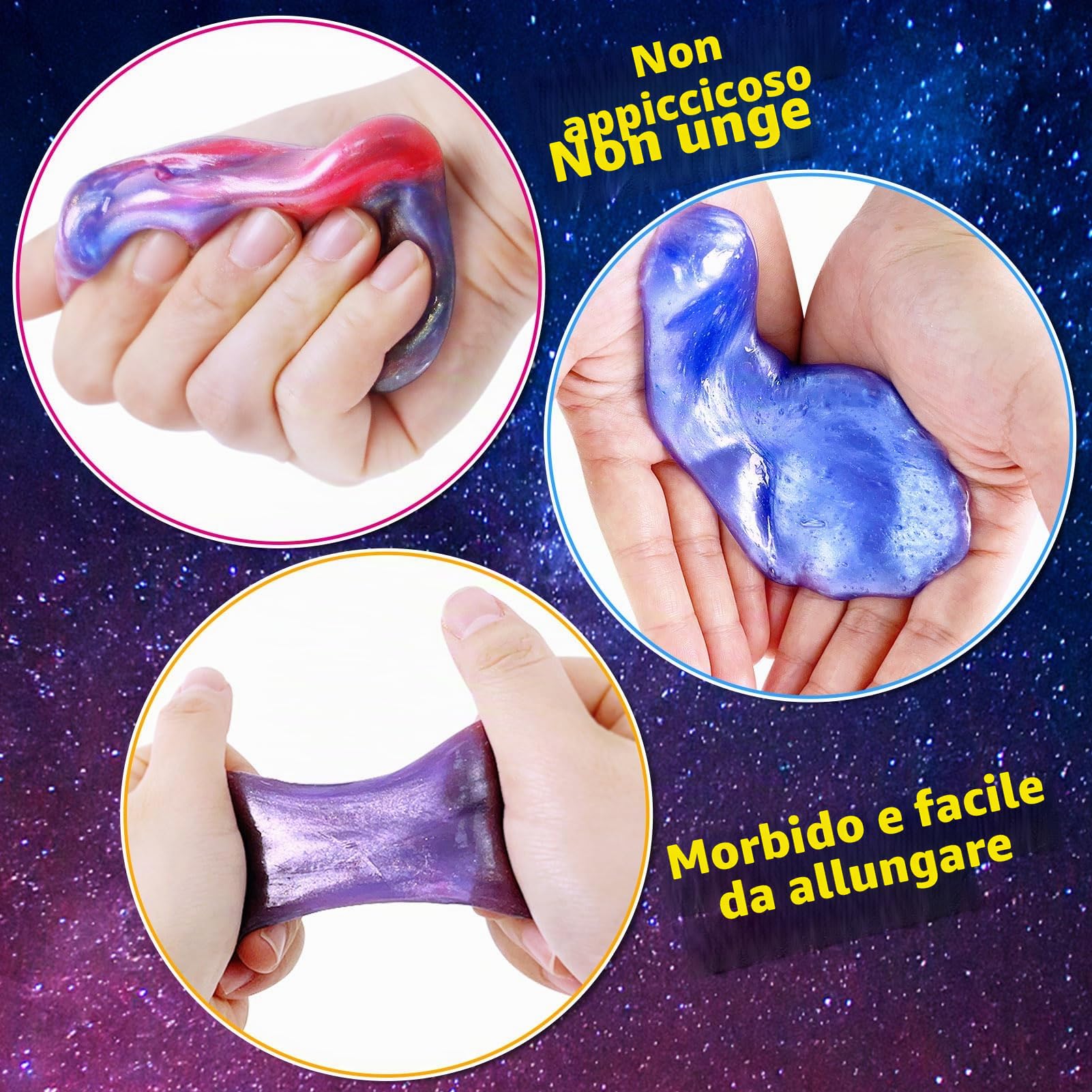Kit Slime Galaxie per Enfants, 36 pezzi, estendibile e non collante, giocattolo per ragazzi e ragazze da 5 a 12 anni