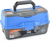 SouthBend Caixa organizadora de equipamentos de pesca com equipamento incluído, 2 bandejas, 136 peças, azul