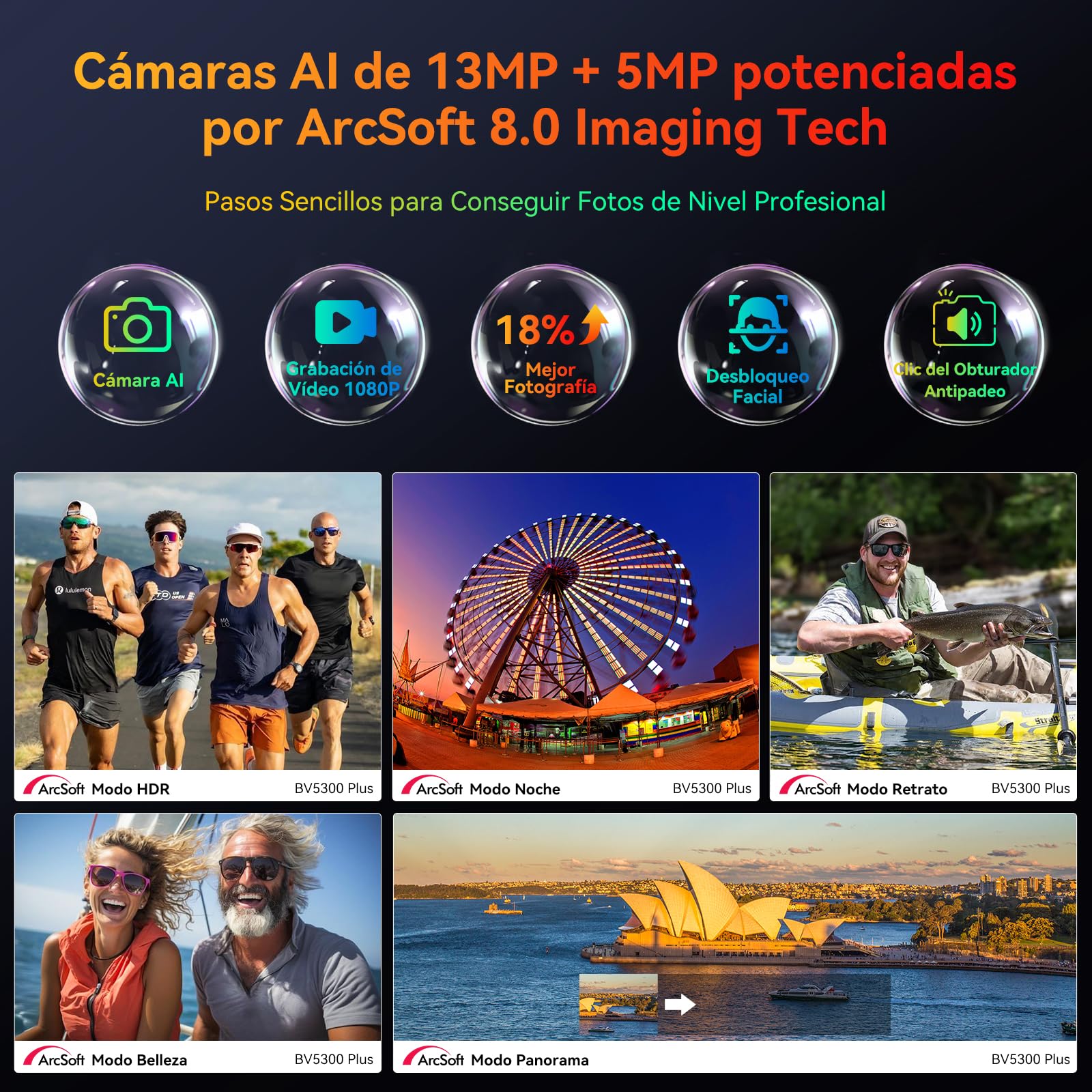 Blackview BV5300 Plus Movil Irrompible, 24GB+128GB(TF 2TB) 6580mAh Teléfono Móvil NFC, Helio G72 Pantalla de 6.1''HD+ 13MP Moviles Rugerizados Dual 4G SIM/OTG/GPS/IP68 IP69K/2 Años Garantía