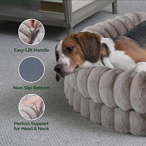 Miniatura 6 de BALANCE Cama de lujo para perros en forma de dona, camas redondas de 36 pulgadas para perros de gran tamaño, lavable, cama ortopédica calmante para