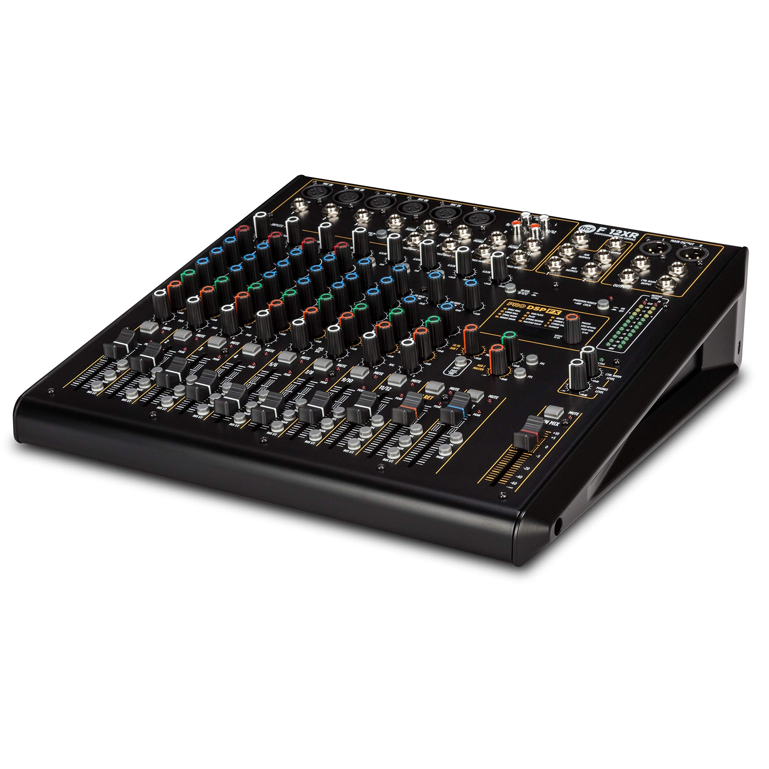 RCF F 12XR - Mixer Professionale a 12 Canali con porta USB e Multi FX e con Registrazione, Nero