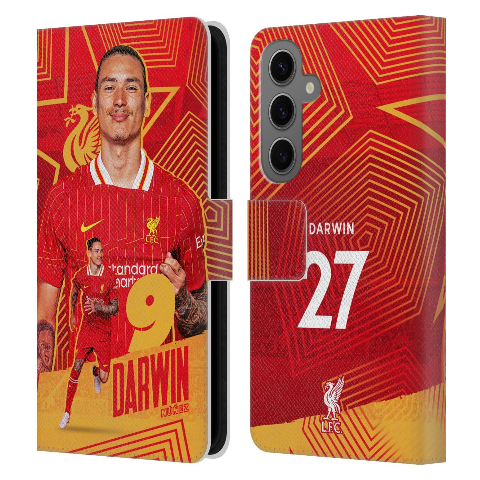 Head Case Designs Officially Licensed Liverpool Football Club Darwin Núñez 2024/25 First Team Leather Wallet Case Compatible With Samsung Galaxy S25