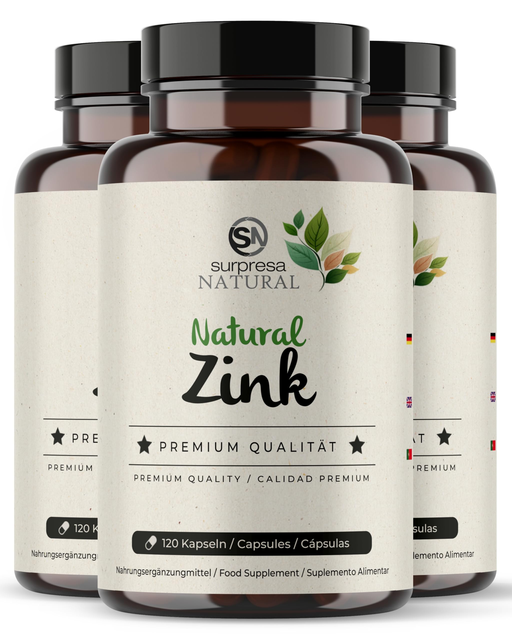 Zink-Kapseln I 3 x 120 Stück I Hochwertiges Zinc-Supplement mit 25mg natürlichem Zink aus 250mg Buchweizen-Extrakt I Vorrat für 12 Monate I 100% vegan, glutenfrei & natürlich