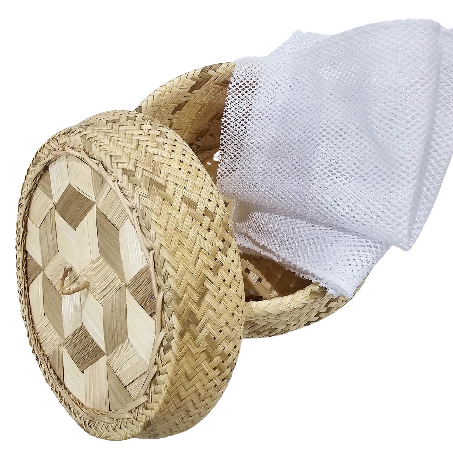 Professional Basket Bamboo Wickerwork Thai Traditional Rice Sticky Steamer with Lid Sticky Rice Cooker Steamer Home Electric Cooker Safe