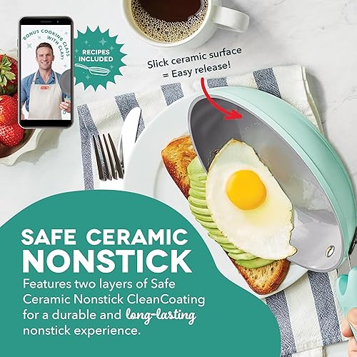 Miniatura 4 de DASH Dream Green - Juego de utensilios de cocina de cerámica antiadherente, 15 piezas, color verde aguamarina, aluminio reciclado y cerámica, juego