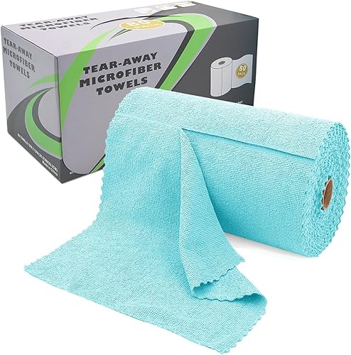 Paño de limpieza de microfibra de 12 x 12 pulgadas, paquete de 80 paños de limpieza de microfibra, el rollo de toallas de microfibra puede ser