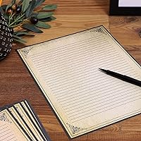 Vista 3 de Juvale Papel rayado vintage, 8.5 x 11 pulgadas, marrón, 48 hojas, papel de caligrafía, papelería de lujo y artículos de papelería de escritura