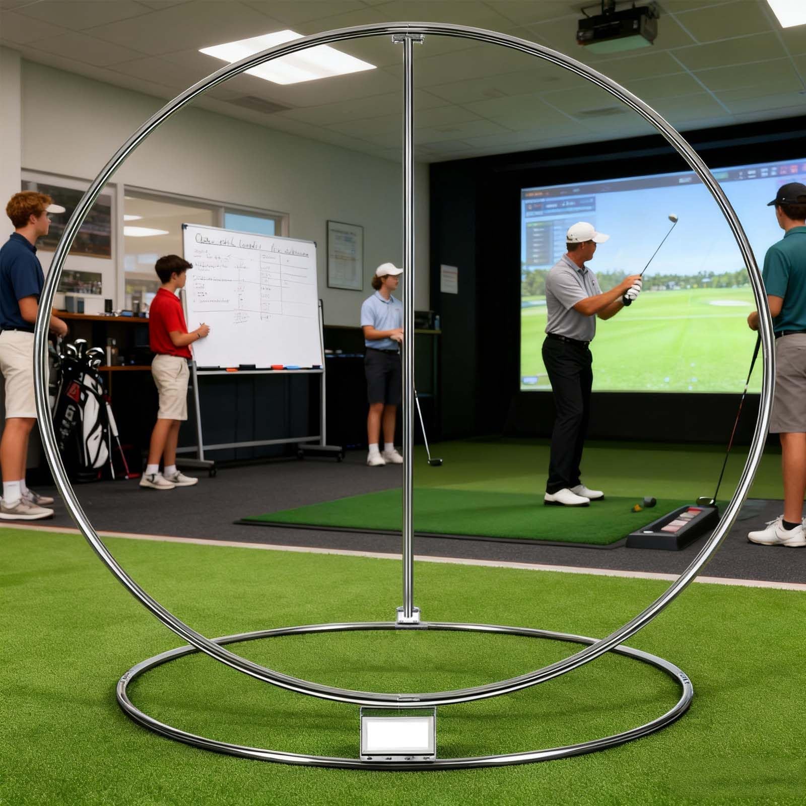 Home Golf Simulator Swing Trainer - Edelstahlrohr mit Ausrichtungsmatte für Muskelgedächtnis, verbessert den Schwung für geradere, längere Fahrten