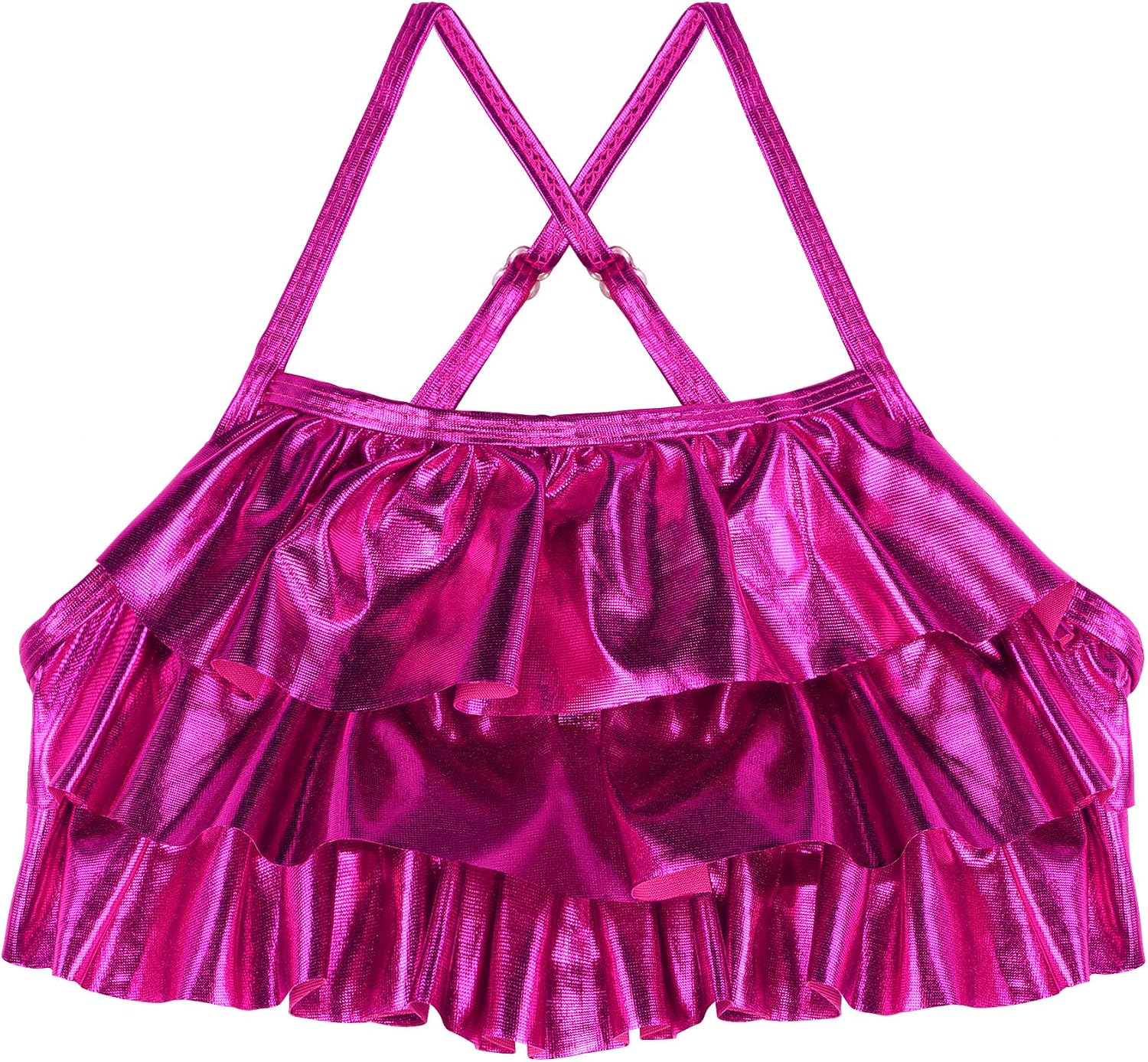 TFJH E 3 Pieces Girls Bathing Suits Kids Princess Ruffle Tankini Boarshorts Swimsuits Skirt Sets 3-10Y