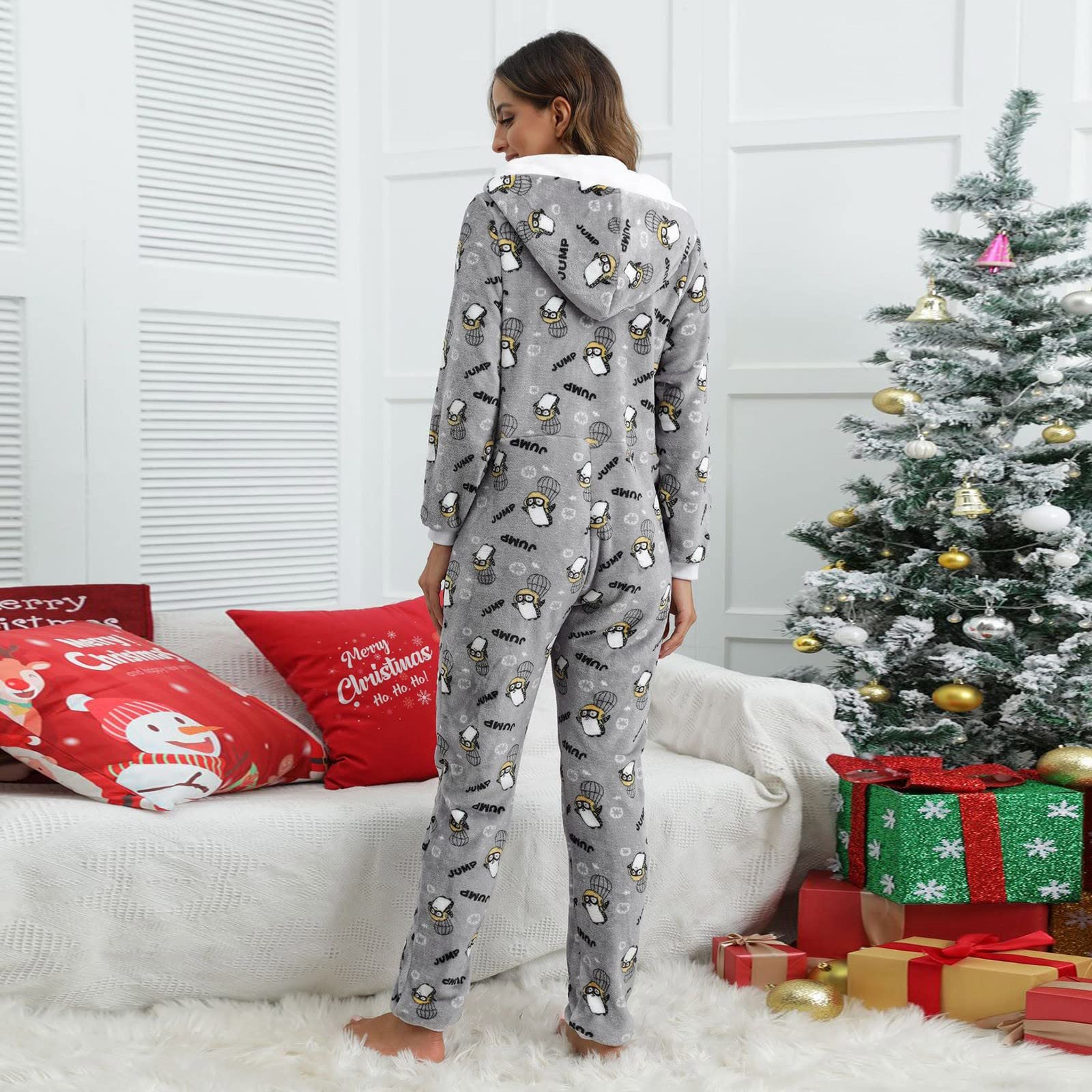 Pigiama Donna Invernale Intero, Pigiama Halloween Adulto, Flanella Tutine One-Piece Nightwear Romper Per Dormire Casa Tempo Libero Flanella Family Estetici Comodi Allentata Leggeri