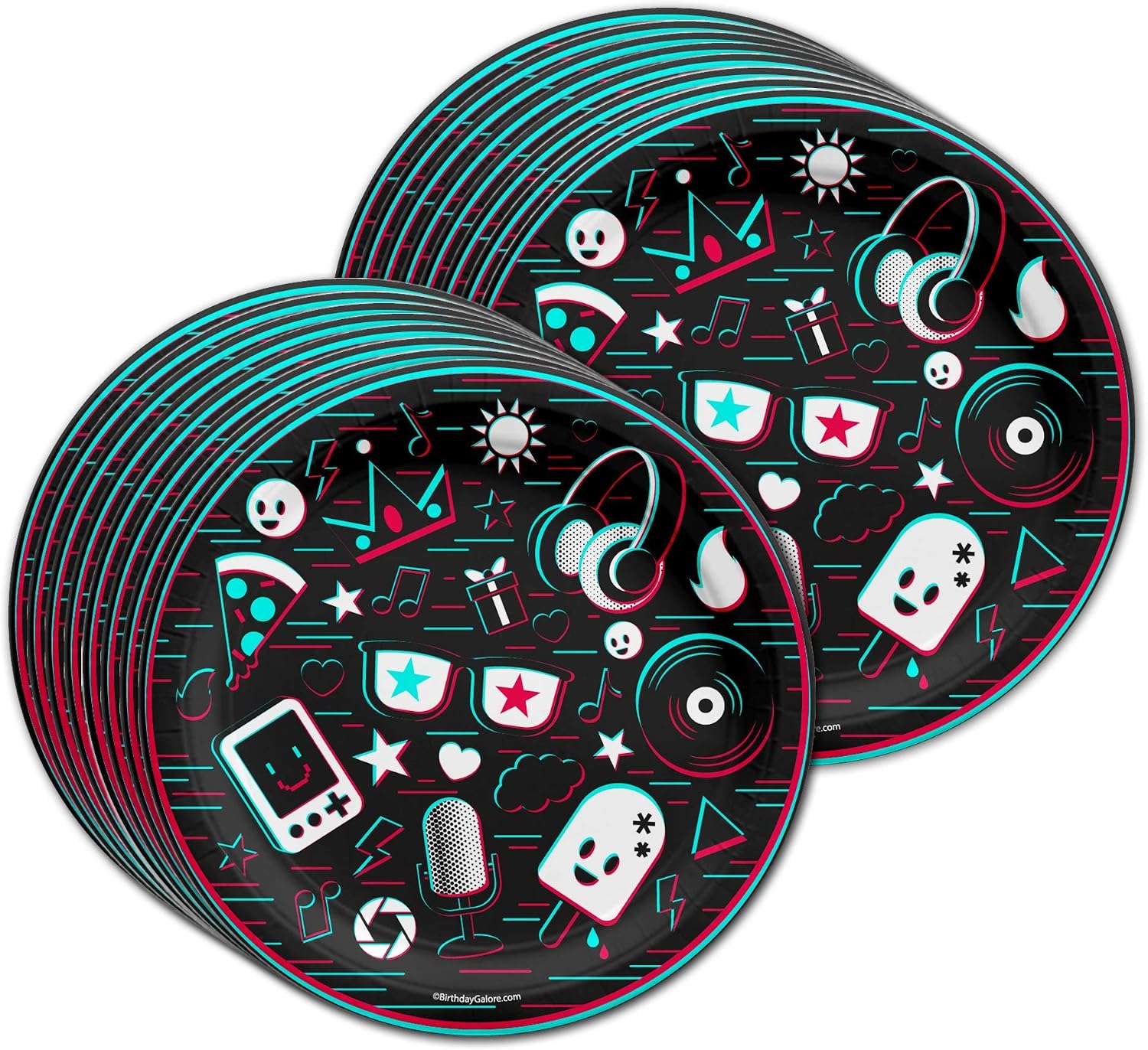 Social Media Birthday Party Supplies - Music Party Supplies - Teenager Theme Party Supplies | Tableware Set Includes Plates Napkins and Cups | Kit for 16