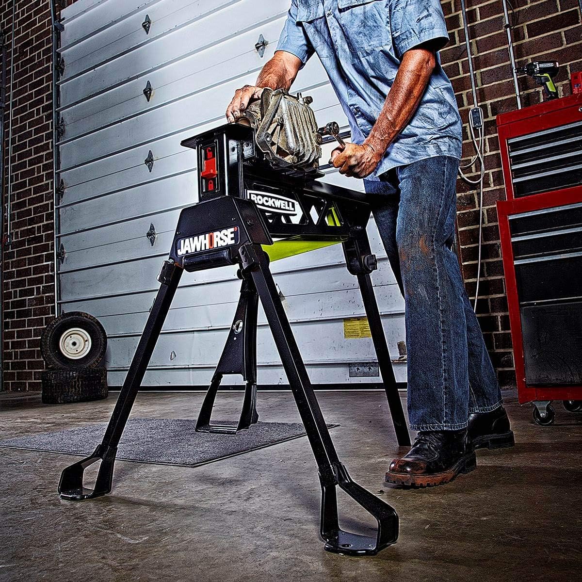 Rockwell JawHorse Portable Material Support Station – RK9003, Black and green - - 