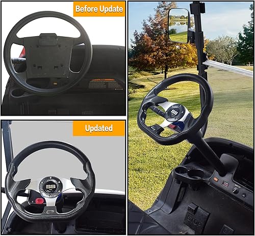 Miniatura 5 de D Golf Cart - Volante de 12.5 pulgadas, para Club Car EZGO Yamaha carrito de golf, con botón de bocina de coche, volante de carreras genial