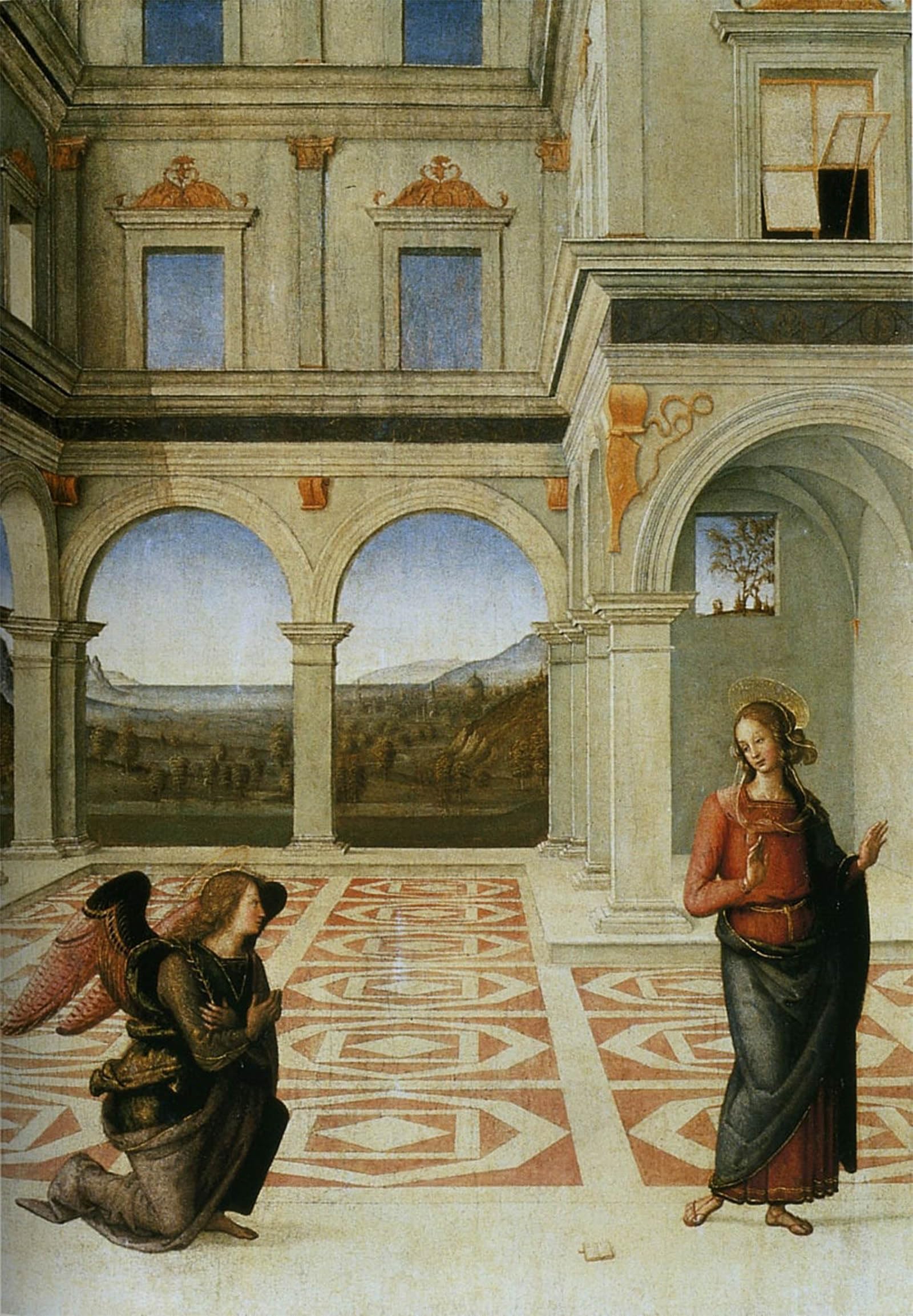 ARTXLXXBN Famous Painting Canvas Artwork Graffiti Print Annunciazione by Pietro Perugino Portrait Canvas Image for Home Decor 60x90cm