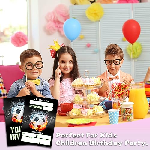 Miniatura 4 de Invitaciones de cumpleaños de fútbol, invitaciones de fiesta de cumpleaños deportivas para niños y niñas, tarjetas de invitación para fiestas de