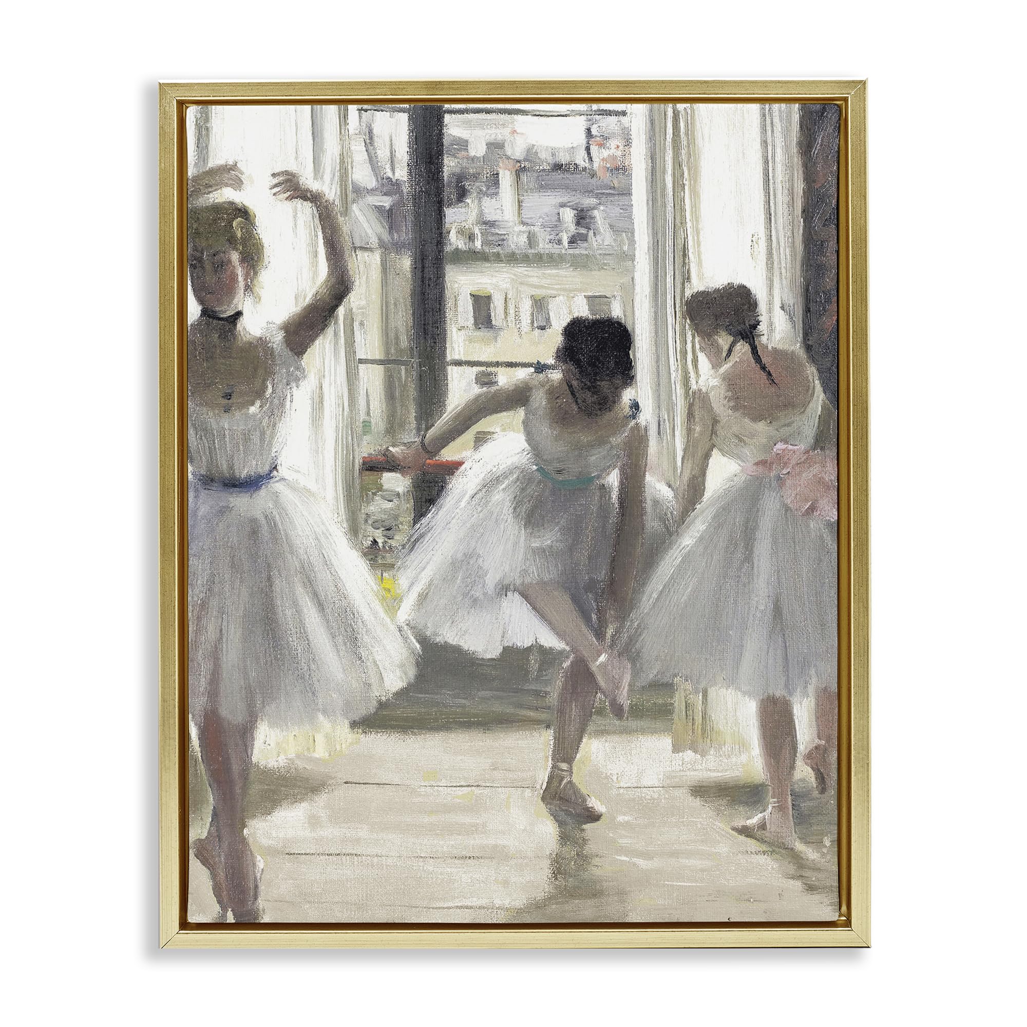Stupell Industries Metallic Gold (Matte) 'Ballet Class In Practice', Floating Frame Canvas Art, Gold, 25 X 31 Inches, Easy To Hang And Sturdy, Made In Usa, By Leah Straatsma