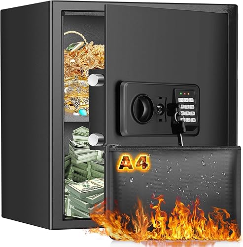 Miniatura 1 de Caja fuerte para el hogar 15 cúbicas resistente al fuego impermeable con llave de teclado digital caja de seguridad antirrobo a prueba de fuego con