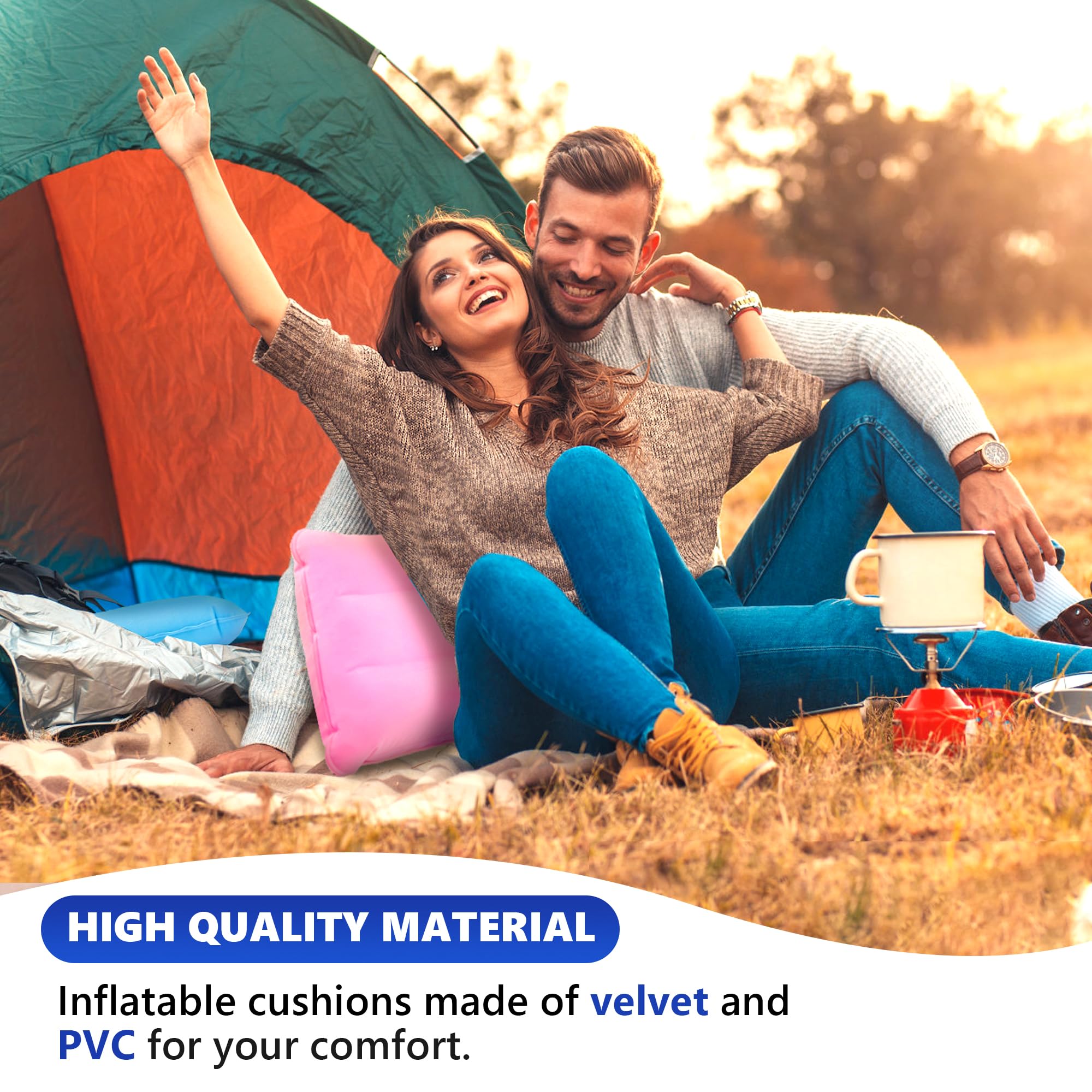 Cojín Inflable de Viaje para Camping 4Pcs Almohadas de Camping Hinchables Almohada de Viaje Ultraligera Almohada de Playa para Playa, Senderismo