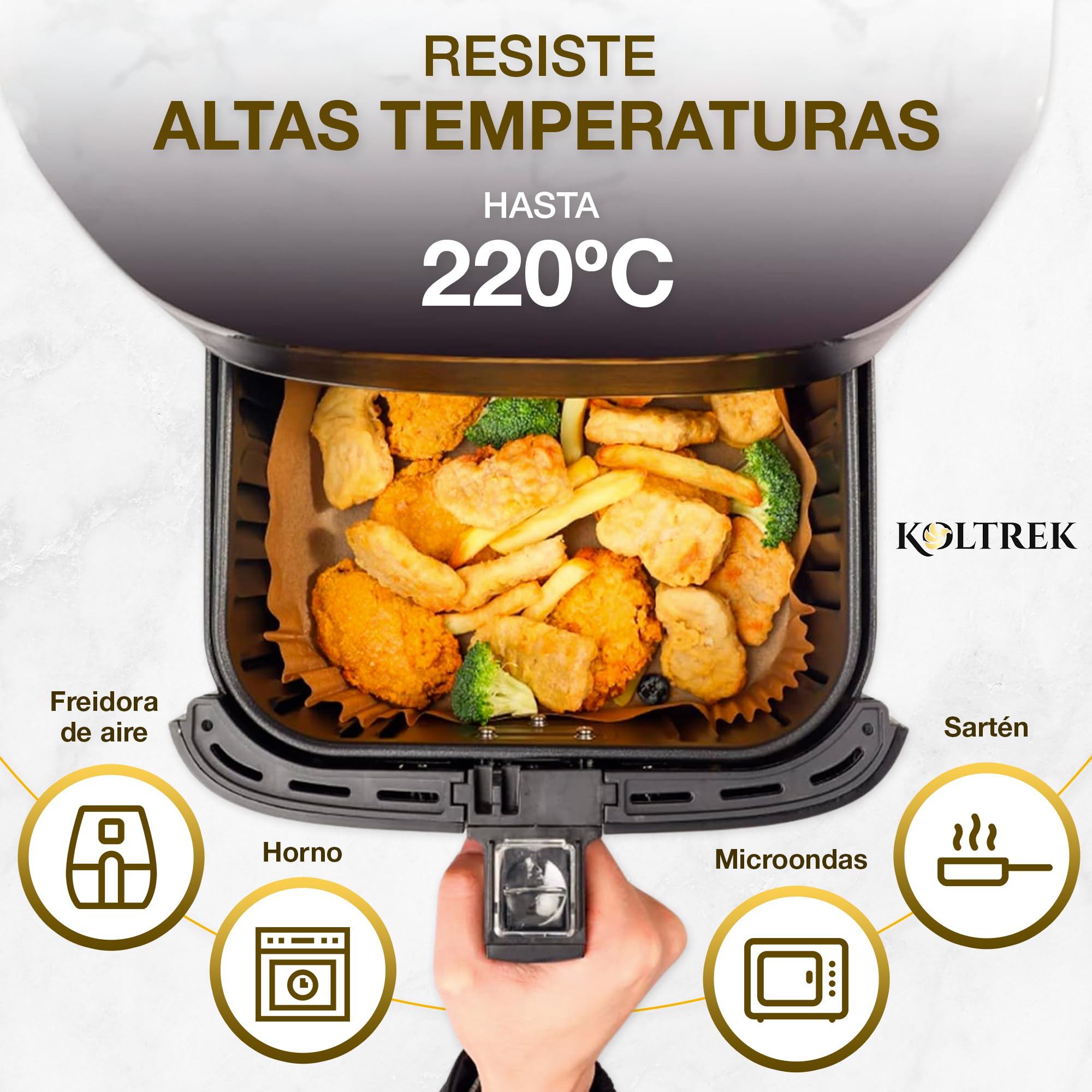 Papel Freidora Aire 300 Piezas, de 20-24 CM para Freidoras de Aire 5-8L, Extra Grueso y Sin BPA, Mantiene Limpia la Cesta y Evita Restos de Grasa, Antiadherente, Ideal para Cocinar sin Ensuciar