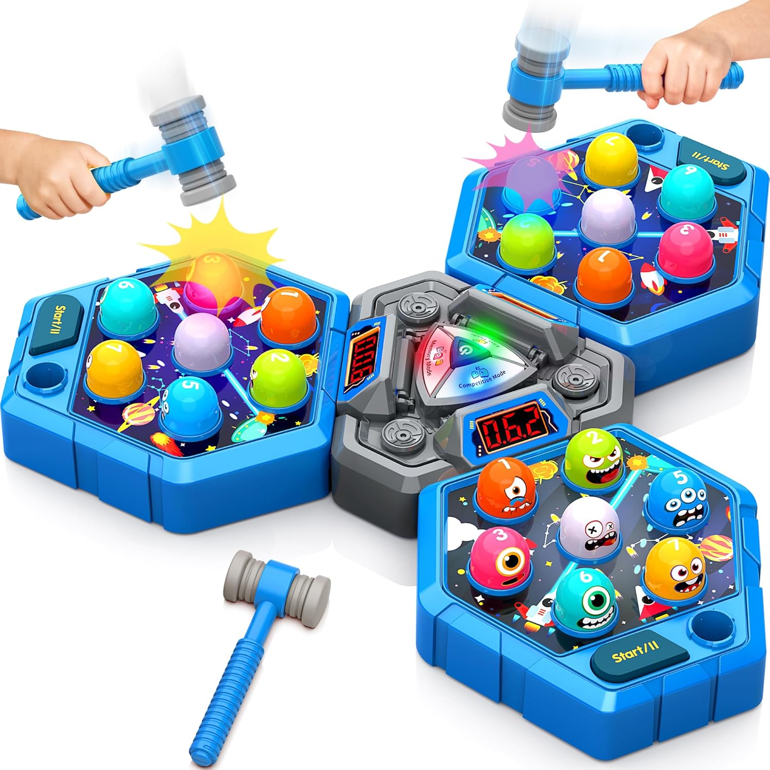 Whack Game Mole for Toddlers, Toys for 3 4 5 6 7+ Year Old Boys Girls,Pounding Toys for Age 3-8, Birthday Gift for 3-12 Year Old Boys Girls, Interactive Educational Toys with 3 Modes,1-3 Player