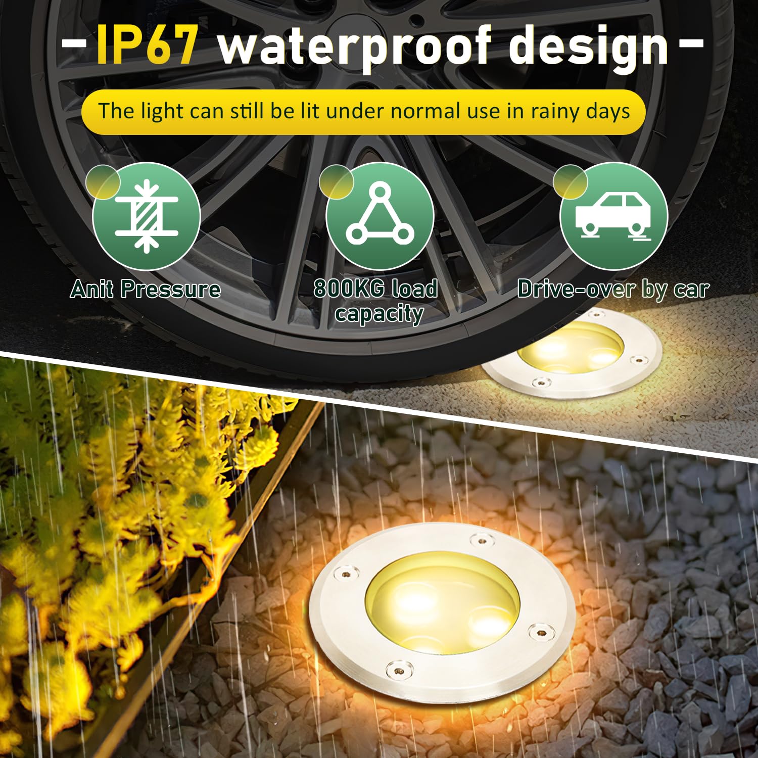 Fiqops 8er Set Bodenstrahler außen mit LED 3W Warmweiß Lich IP65,Bodeneinbaustrahler aussen Schwarz matt rund,Bodenleuchten befahrbar 230V,Bodeneinbauleuchten für Boden Garten Pool Pflanzen