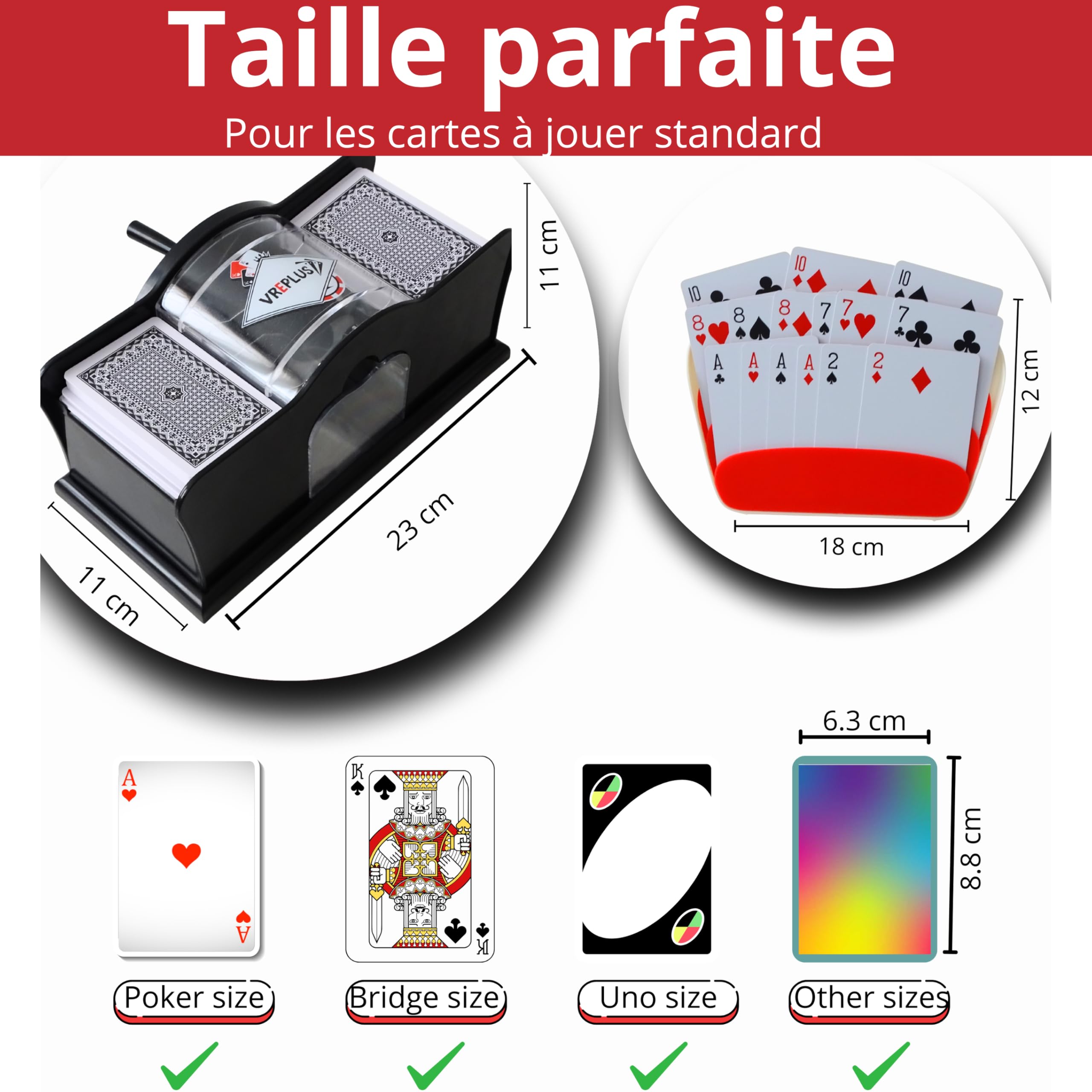 Mélangeur de Cartes Manuel à Manivelle 2 Jeux+ 4 Supports,2 Plateaux – Mélange Rapide et Facile – Pack Poker, Blackjack, Jeux de Société, Soirées et Famille