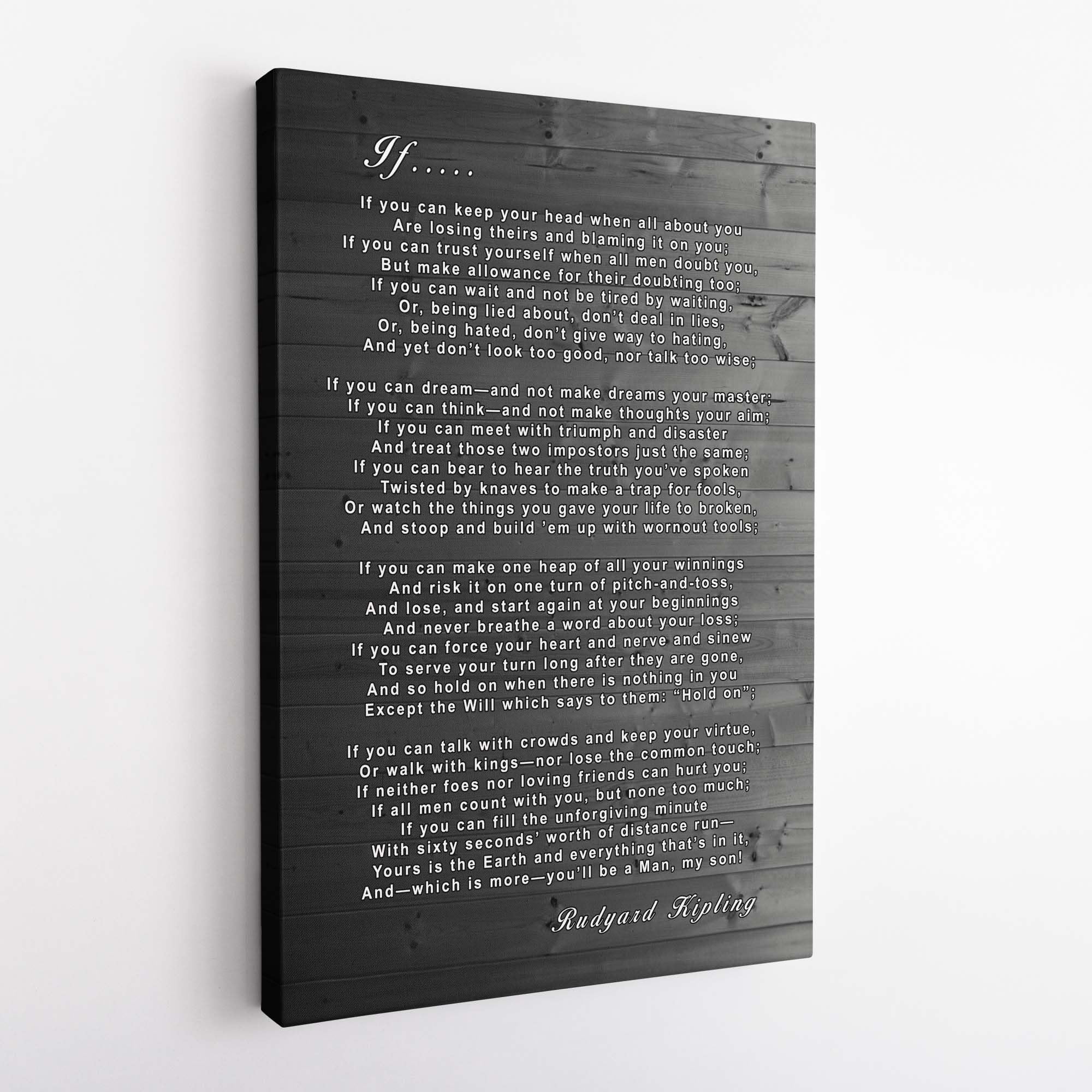 Rudyard Kipling IF Poem Framed Canvas Print – Inspirational Literary Wall Art – Motivational Quote Decor – 16x12 Inch