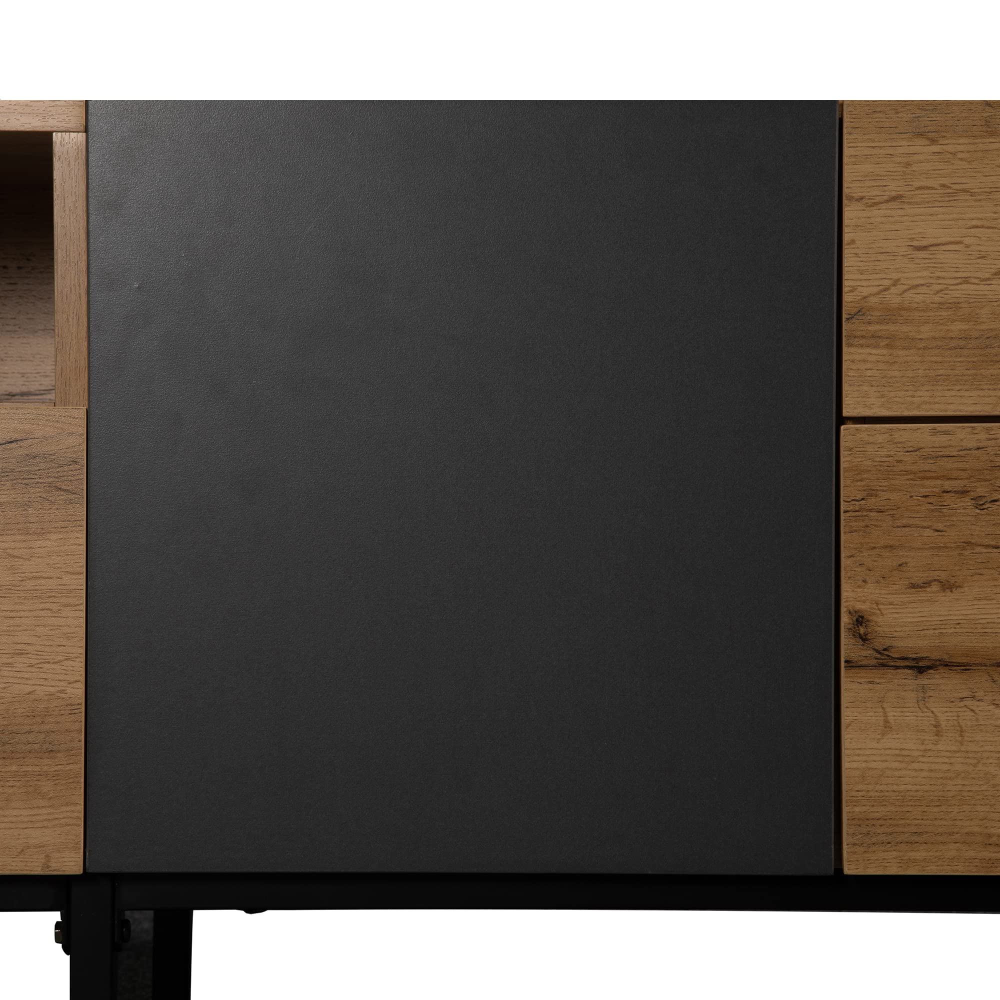 TV-Schrank mit 2 Türen und 2 Schubladen, Colorblocking TV Lowboard, Holzmaserung Fernsehtisch für Wohnzimmer, Esszimmer, Schlafzimmer, 180cm