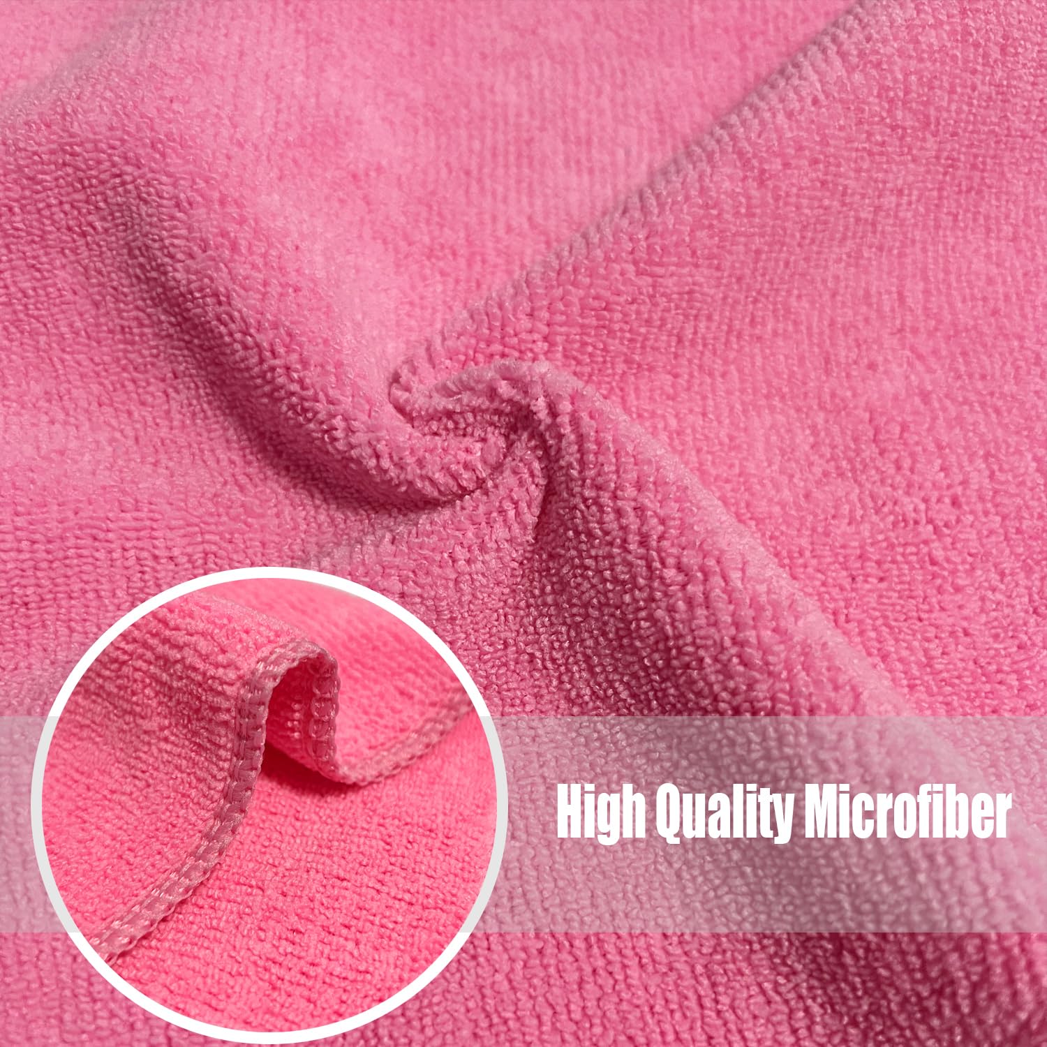 HIDMD Microfibre Cleaning Cloth, Microfiber Reusable Dish Cloths Kitchen Towels, Pack of 10 Pink 30cm x 30cm - Image 3