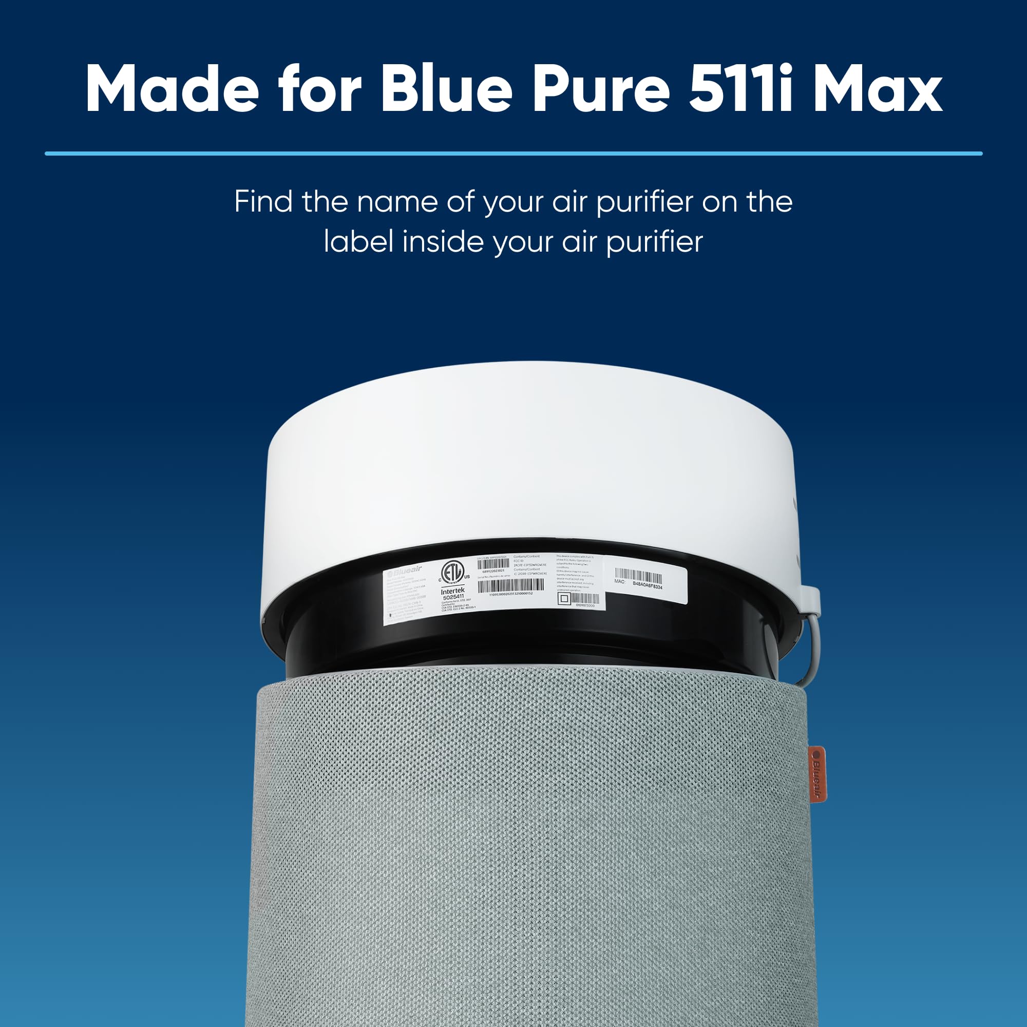 Blueair Blue Pure 511i Max oryginalny filtr wymienny, niebieski czysty F5MAX, odpowiedni do oczyszczacza powietrza Blue Pure 511i Max