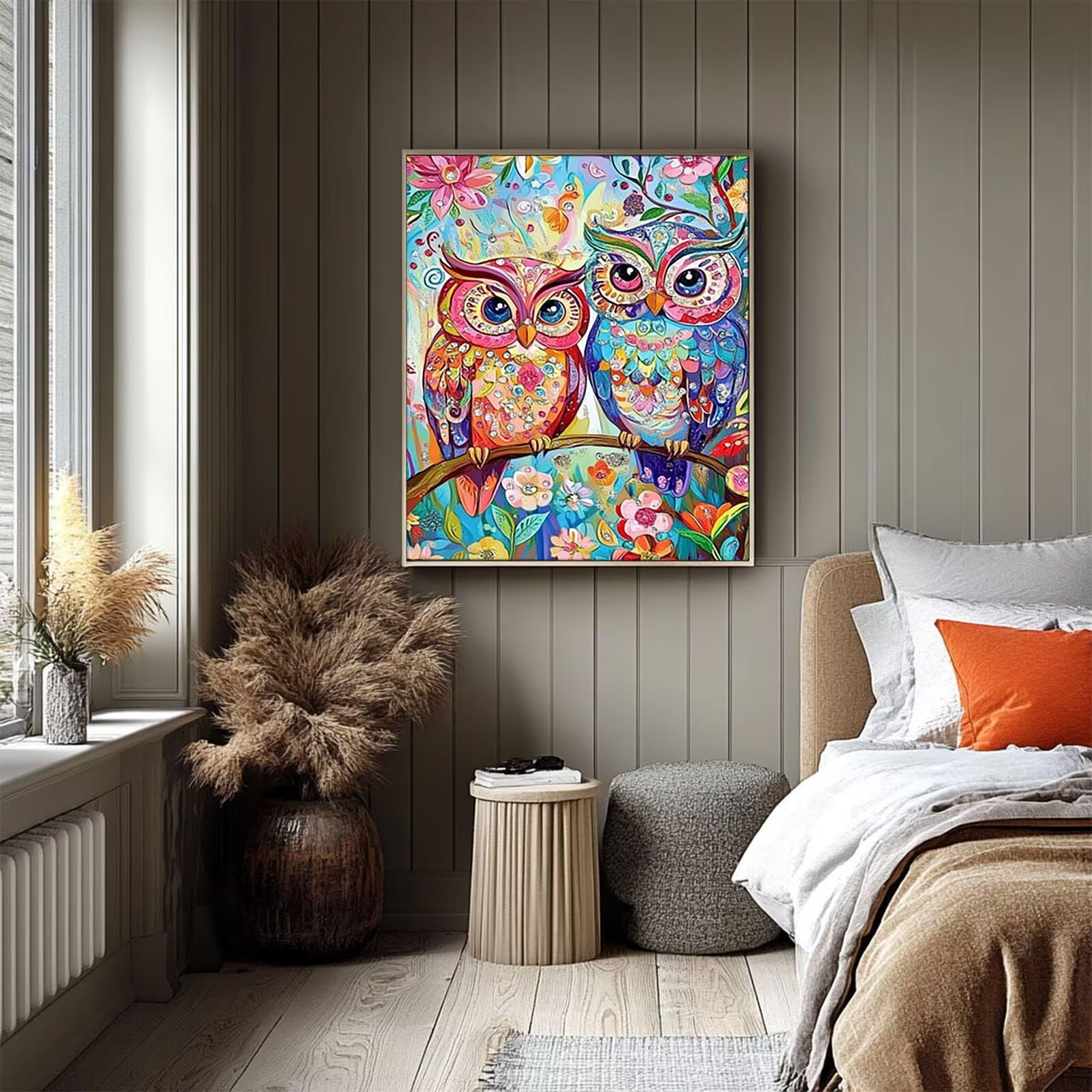 LSJ971 Malowanie po numerach, dla dorosłych, malowanie sowami po numerach, kwiat, 71 x 81 cm, hobby DIY dla dorosłych kobiet, malowanie na płótnie farbą akrylową i pędzlami, zestaw artystyczny do