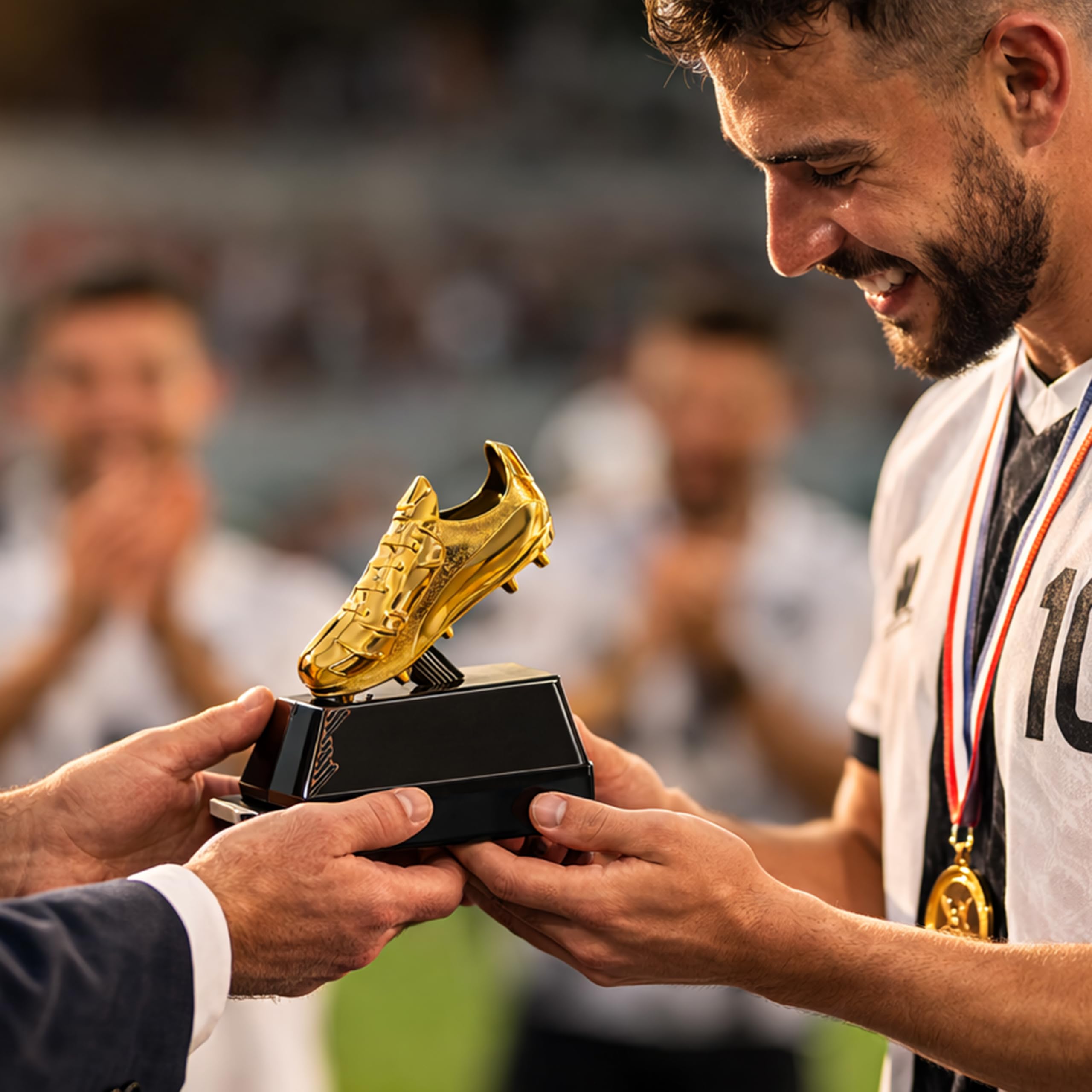 Larius Trophée de football dorée (13,5 cm, 212 g) – Trophée de football avec gravure en option – Coupe gagnante pour tournois, MVP & Goalkeeper King – S2