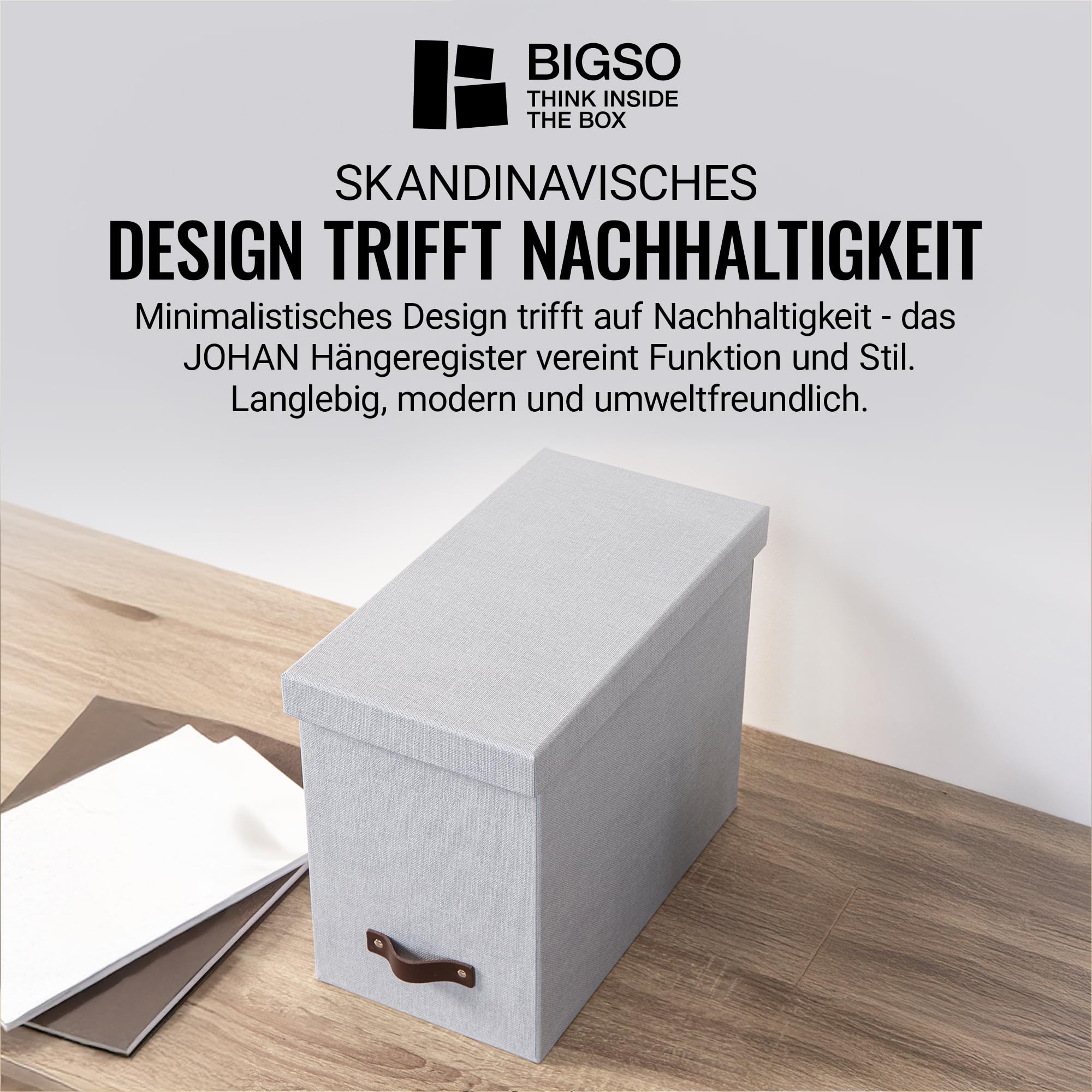 Bigso Box of Sweden 944154144 Porte Dossier Panneau de Fibre Gris 35 x 18,5 x 27 cm