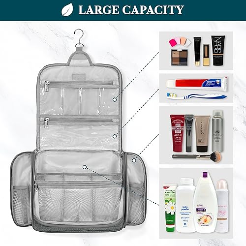 Miniatura 5 de PAVILIA Neceser colgante grande, bolsa de viaje para mujeres y hombres, organizador de cosméticos, bolsa de maquillaje resistente al agua,