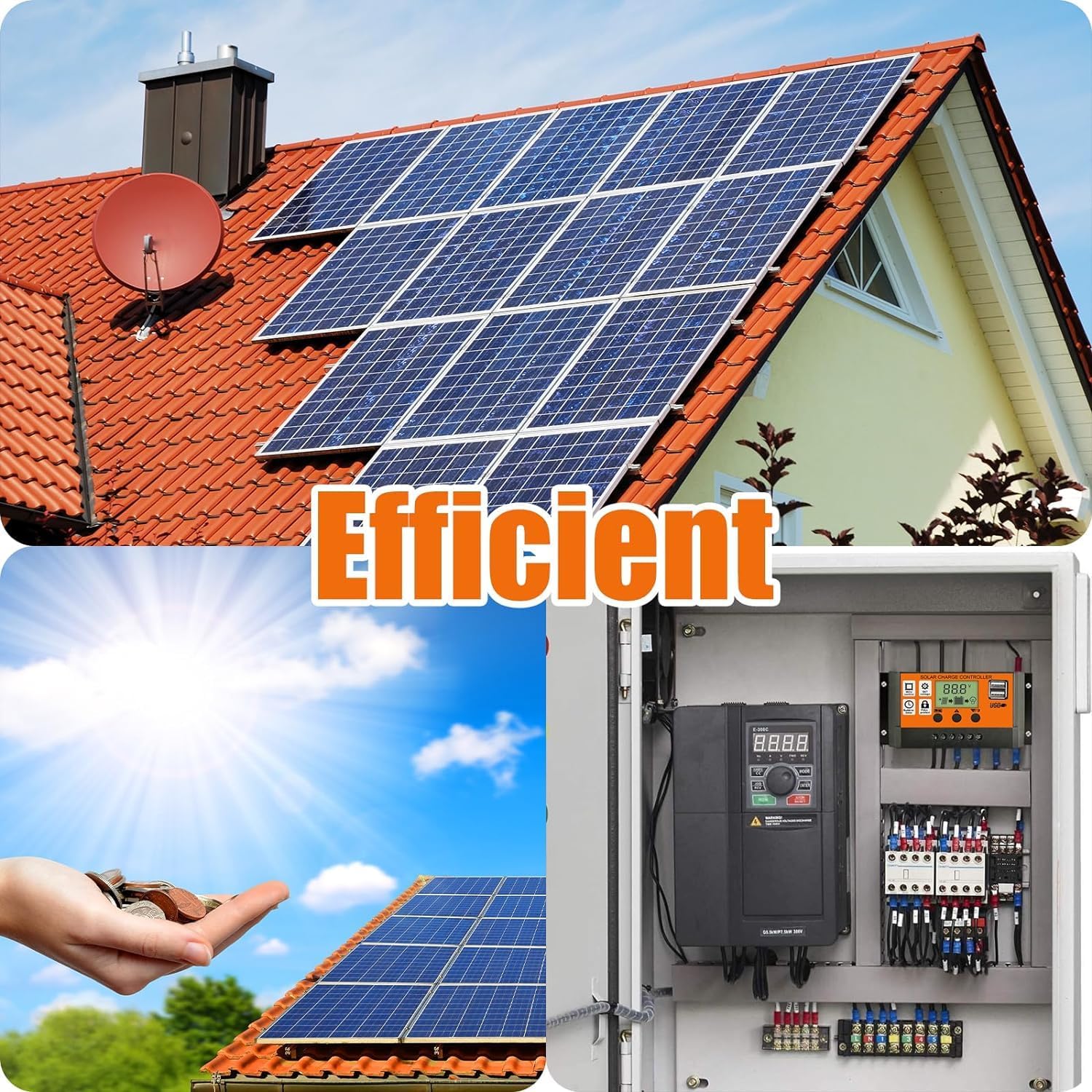 kh 30A Solar Charge Contoller 12V/ 24V Solar Panel Charge Controller Intelligent Regulator with Dual USB Port Auto Parameter LCD Display - Timer Setting ON/Off Hours (30 A) - Image 6 thumbnail