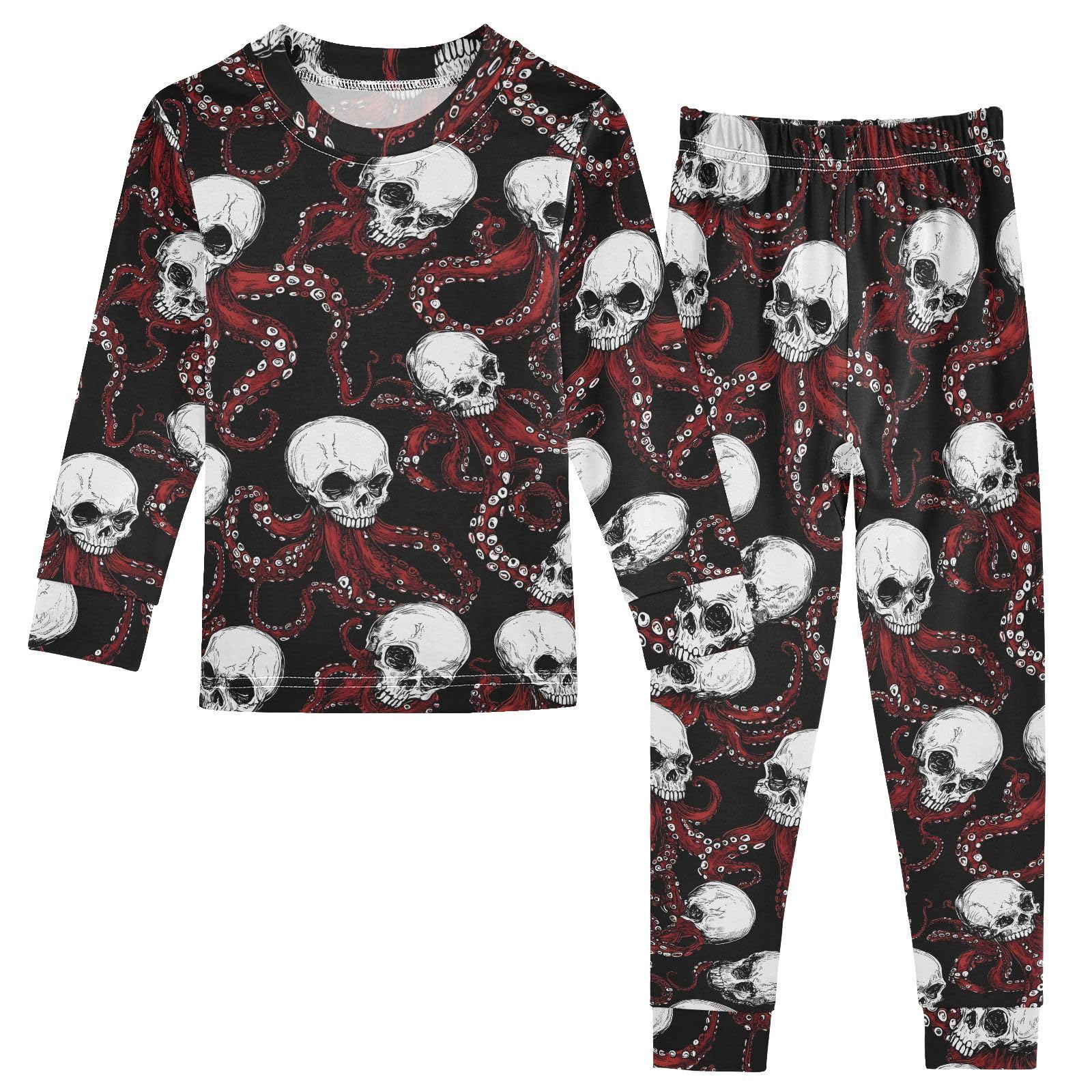 UMIRIKO Gothic Skull Red Octopus Pajamas Set 2pcs Pjs Long Sleeve Sleepwear 5T 202b8460