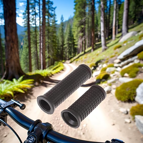 2 Pcs Bike Long/Short Handlebar Grips for Twising Shifter, Shockproof Anti Slip for MTB Parts, Cycling Parts and Components Anti Slip Soft Rubber Handlebars Stems (Black)