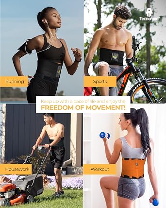 Tecnomed Waist Trainer for Women: Premium Waist Trimmer, Sweat Belt While Working Out, Postpartum Support Belly Band Orange
