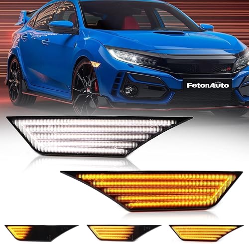 Luces LED secuenciales de marcador lateral para Honda Civic 10ª 10 Gen Civic 2016 2017 2018 2019 2020 2021, lente ahumada Switchback dinámica ámbar